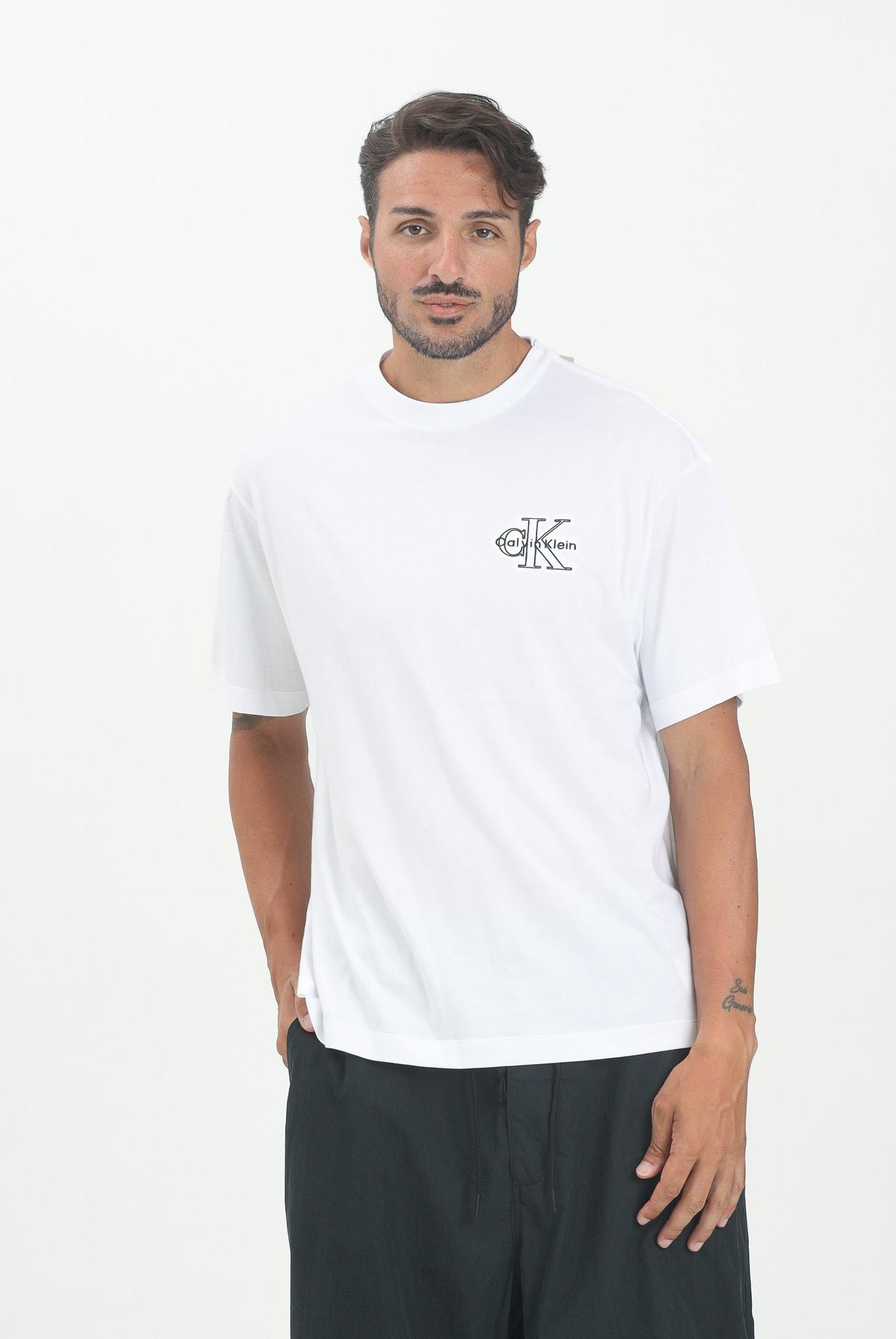 CALVIN KLEIN JEANS T-shirt a manica corta bianca da uomo con logo LV04RC856GYAA CALVIN KLEIN JEANS