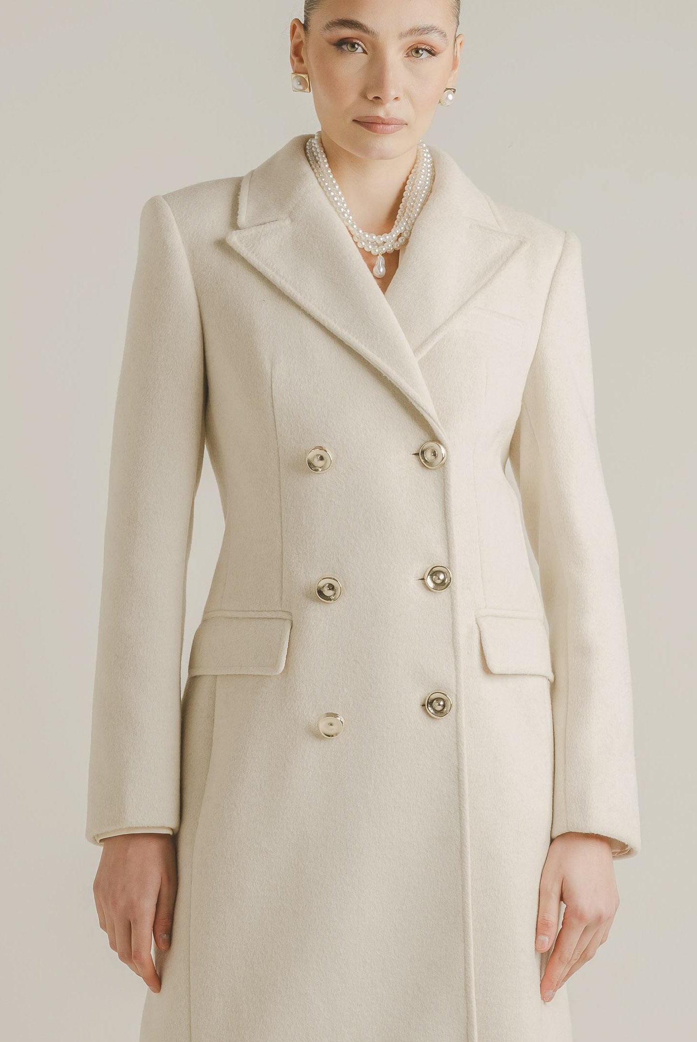 SANTAS Cappotto lungo ÉCLIPSE panna da donna PV2623 PA SANTAS