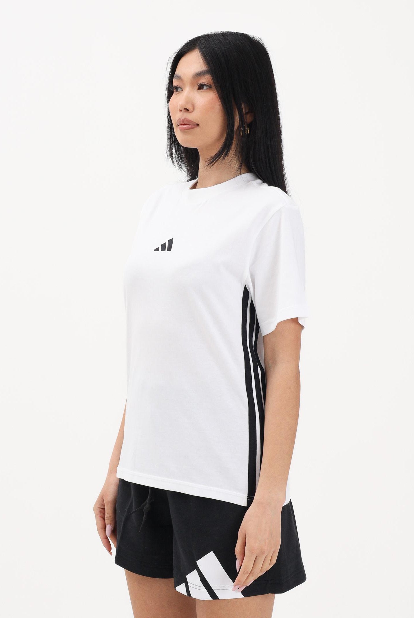 ADIDAS PERFORMANCE T-shirt a manica corta Essentials 3-Stripes Cotton bianca da donna JD0844 . ADIDAS PERFORMANCE
