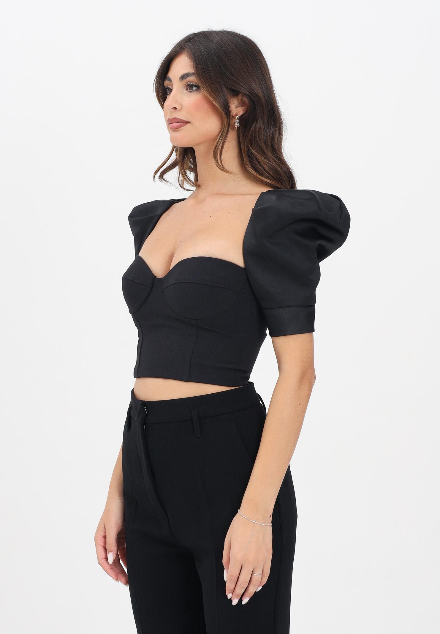 ELISABETTA FRANCHI Corpetto nero da donna in crêpe e duchesse TO02656E2 110 ELISABETTA FRANCHI