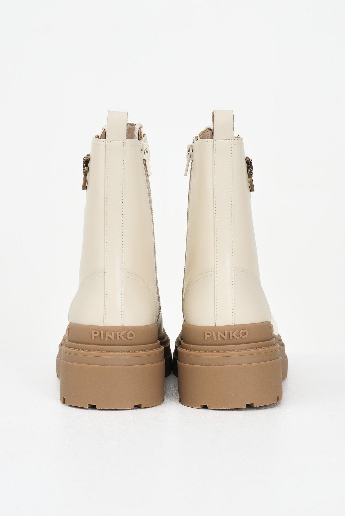 PINKO Anfibi panna e beige da donna con logo SD0141P001DY7 PINKO