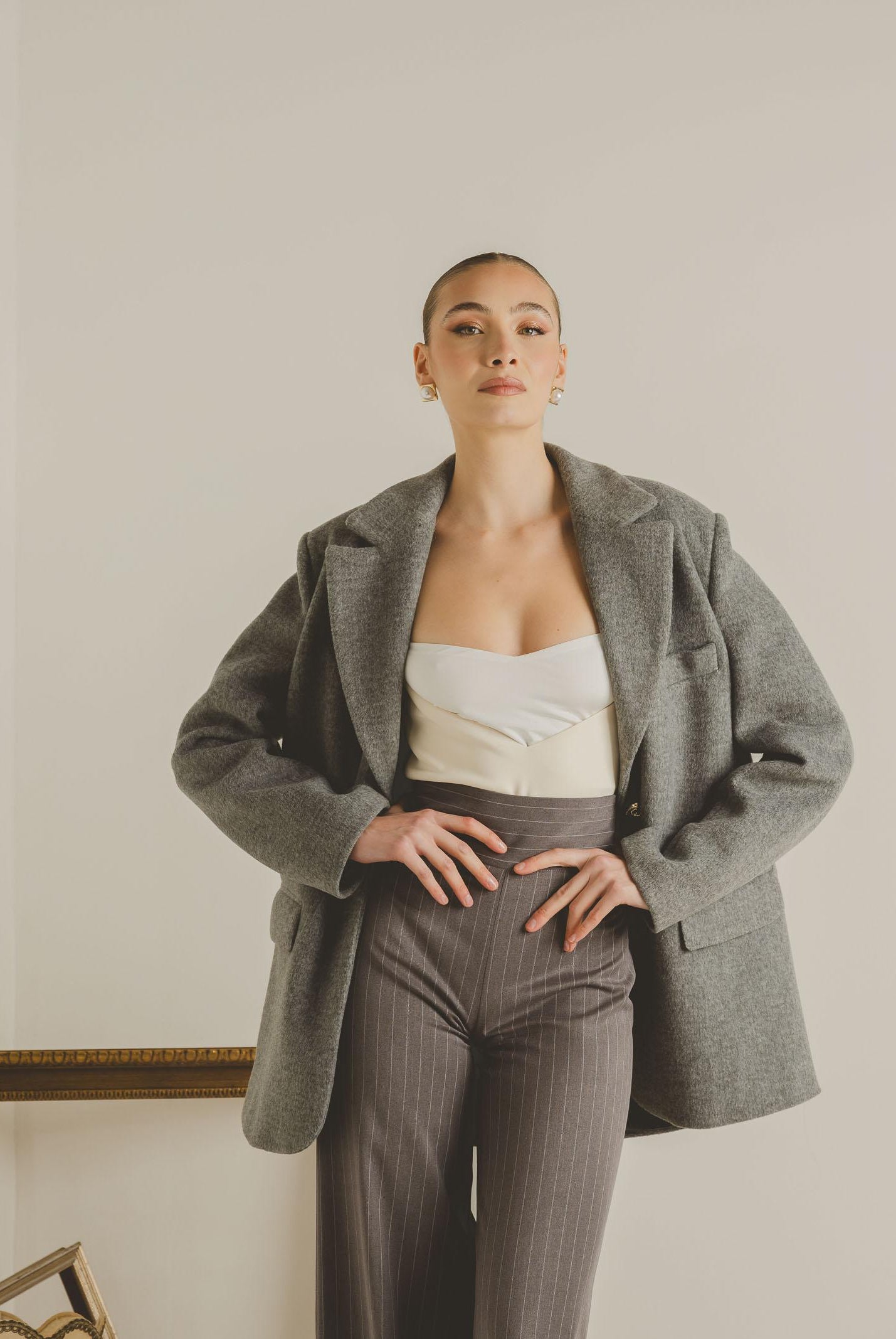 SANTAS Cappotto corto LUMIÈRE grigio da donna PV2620 GR SANTAS