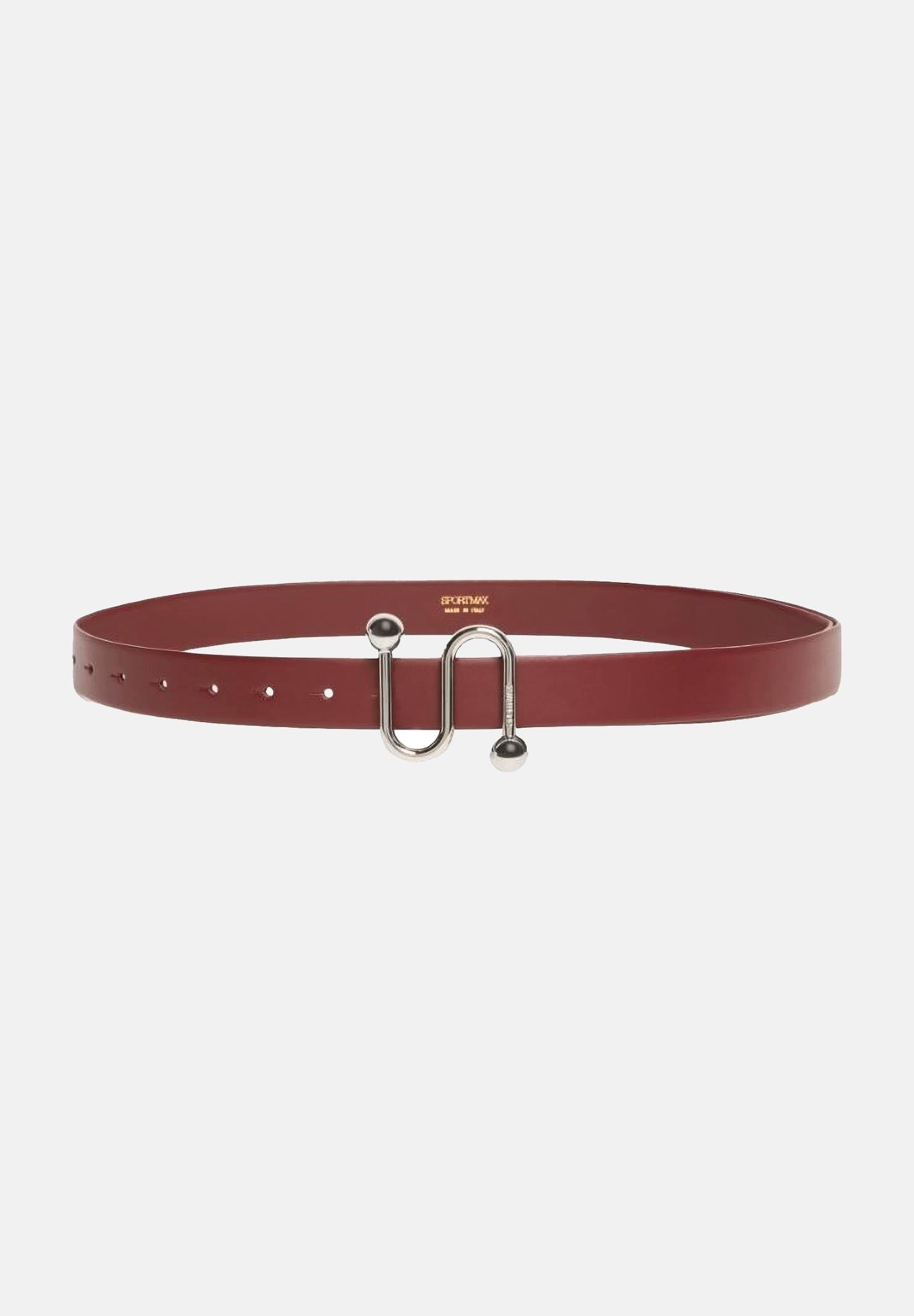 SPORTMAX Cintura bordeaux da donna in vitello liscio con fibbia a S 2612501021600 002 SPORTMAX