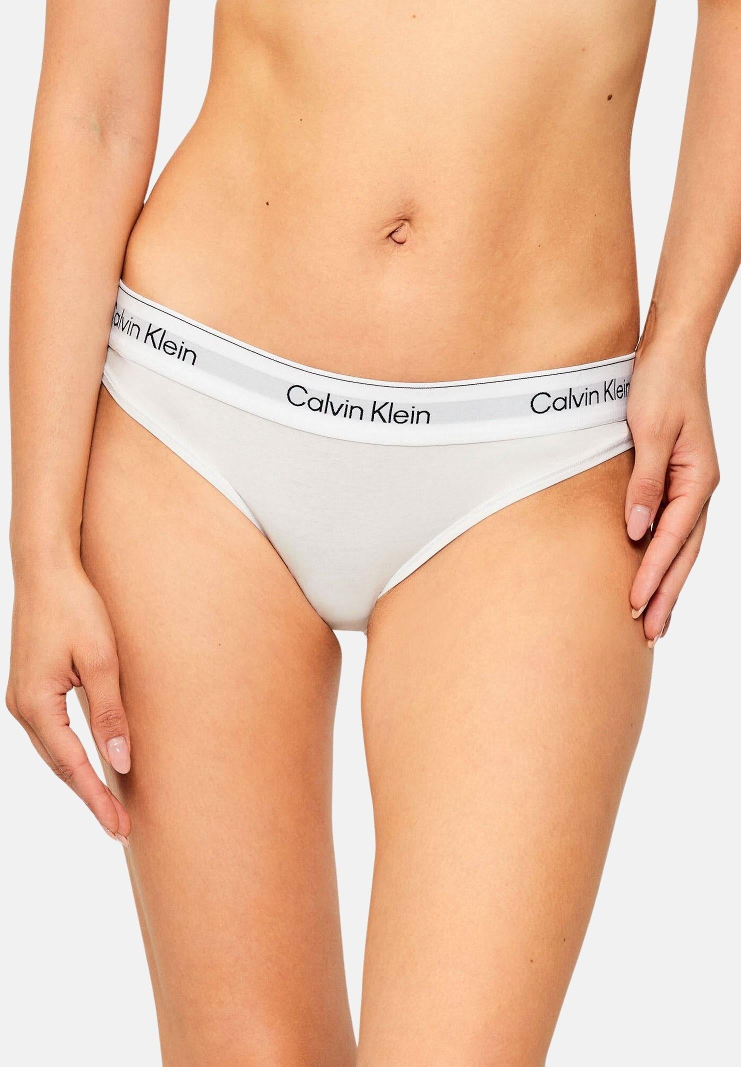 CALVIN KLEIN Slip bianco da donna con fascia elastica logata LV00QF8522 100 CALVIN KLEIN