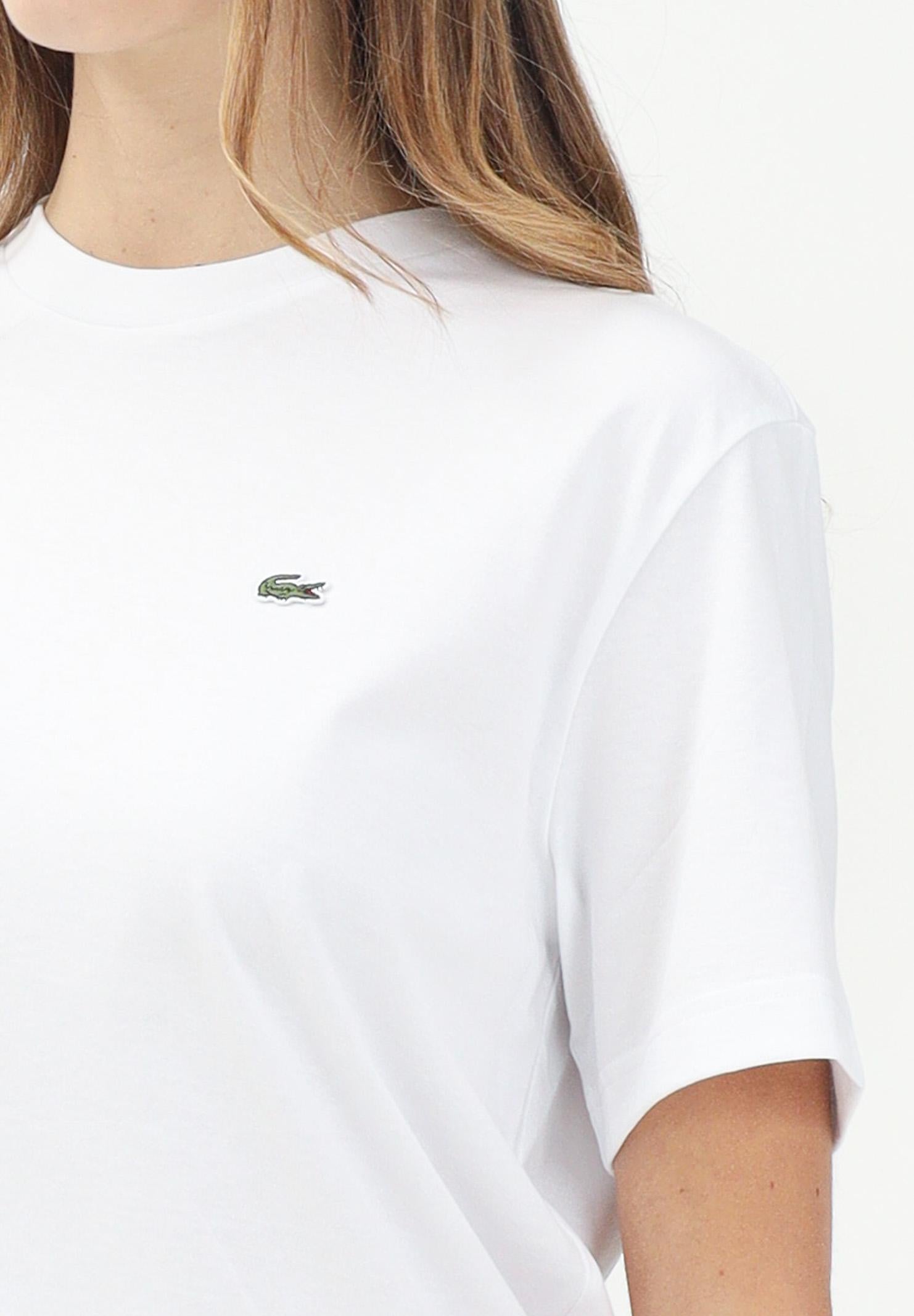 LACOSTE T-shirt a manica corta bianca da donna con patch logo TF7215 001 LACOSTE
