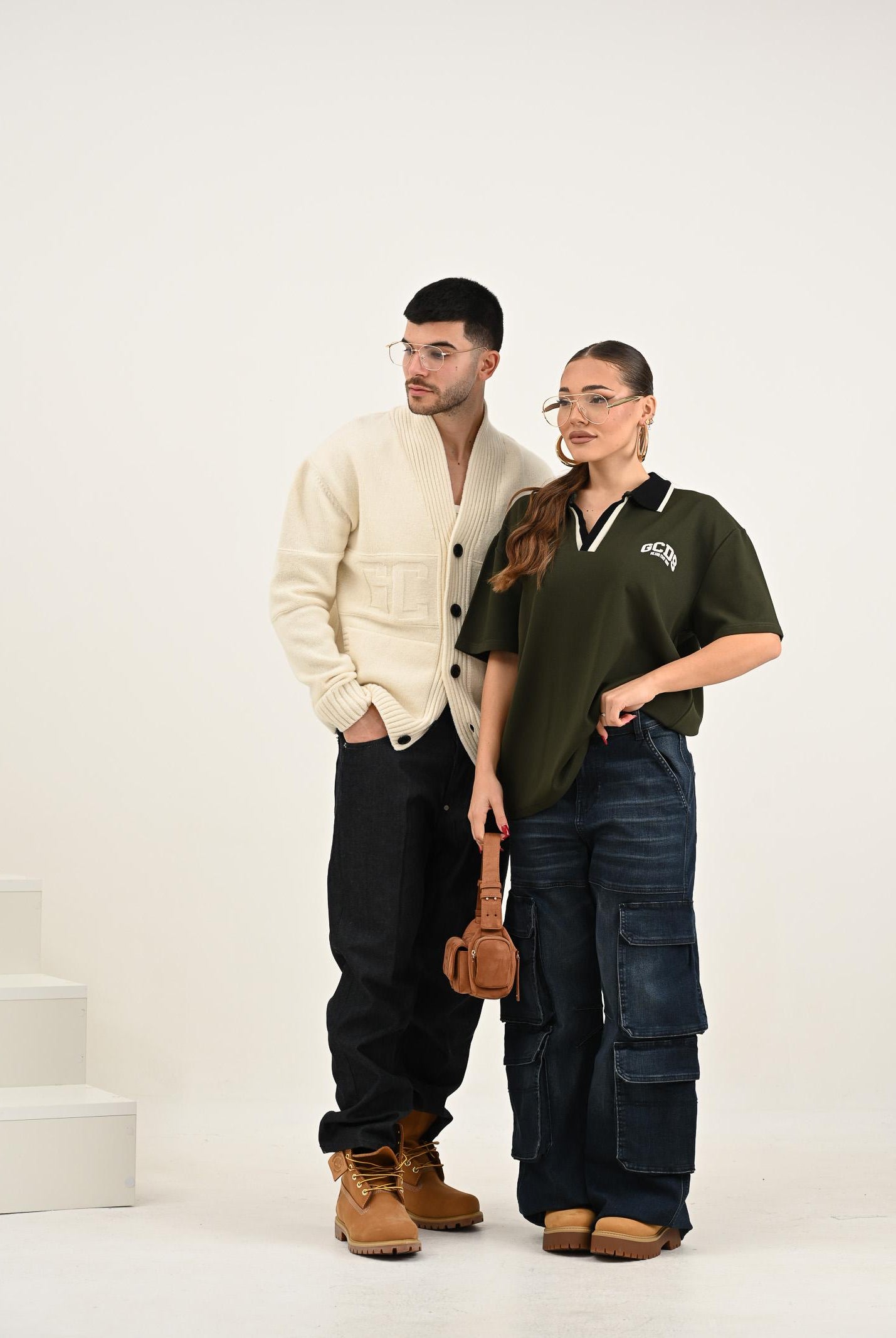 GCDS Polo a manica corta verde militare da uomo con Logo Lounge B2EM2500JJ6 88 GCDS