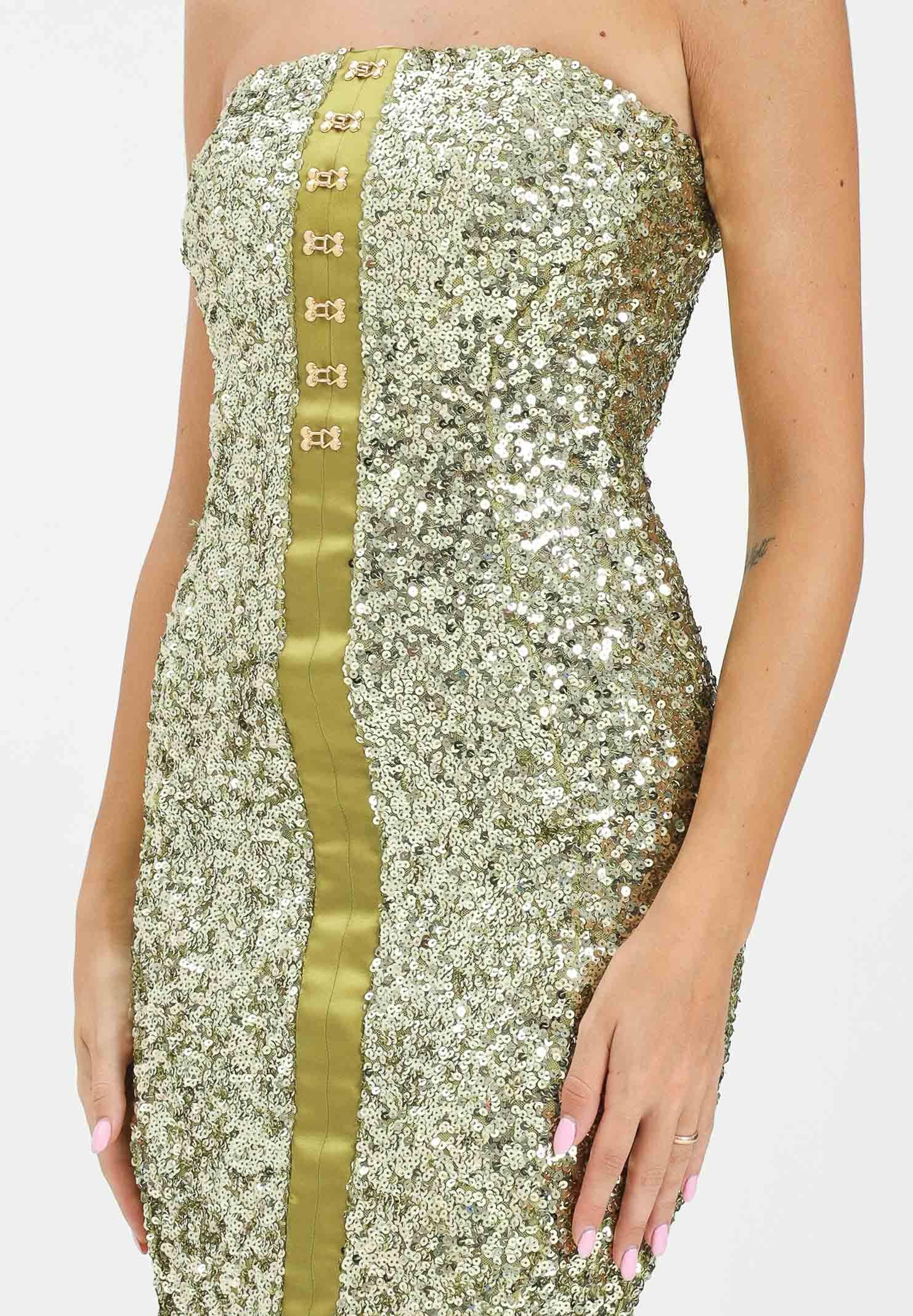ELISABETTA FRANCHI Abito midi verde da donna completamente ricoperto di paillettes AB88357E2 EA9 ELISABETTA FRANCHI