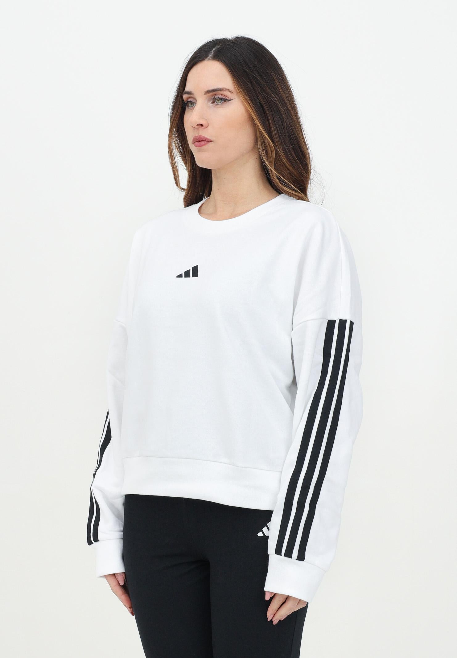 ADIDAS PERFORMANCE Felpa girocollo Essentials 3-Stripes French Terry bianca da donna JD5285 . ADIDAS PERFORMANCE