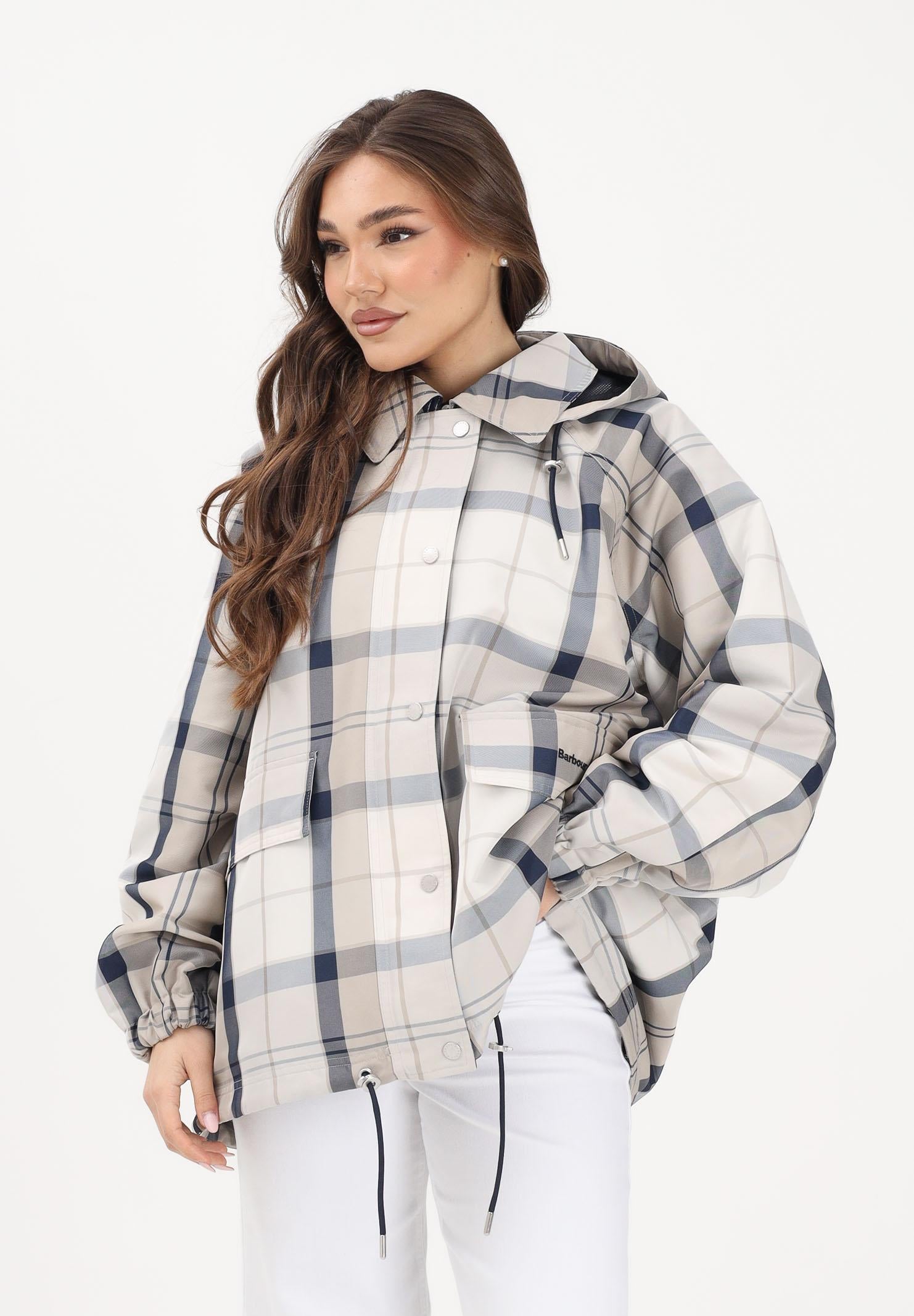 BARBOUR Giacca antipioggia Ballina con motivo a quadri blu e beige da donna 261-LSP0324 NY51 BARBOUR