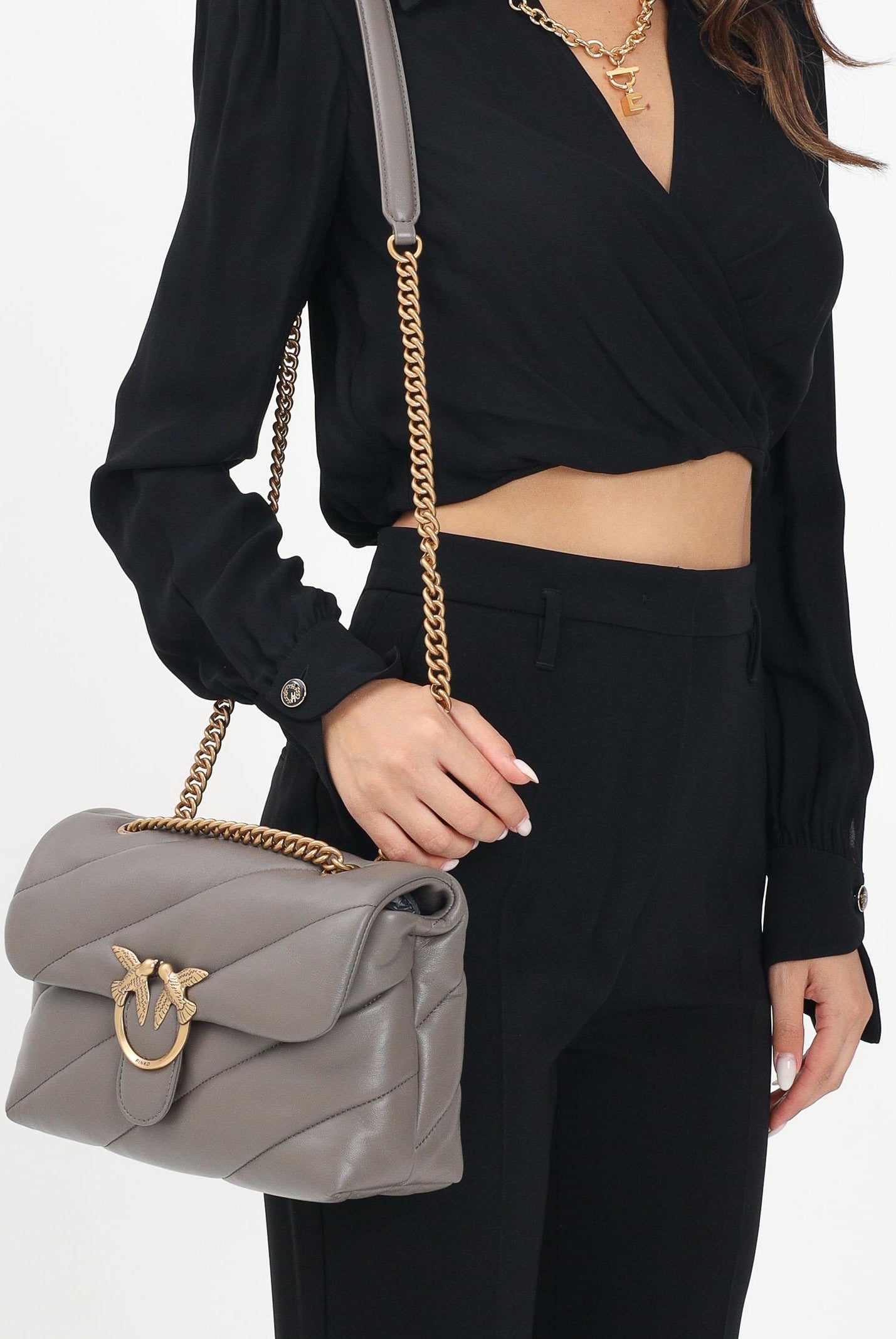 PINKO Borsa a tracolla Classic Love Bag Puff grigio asfalto da donna 100038A0F2 K33Q PINKO