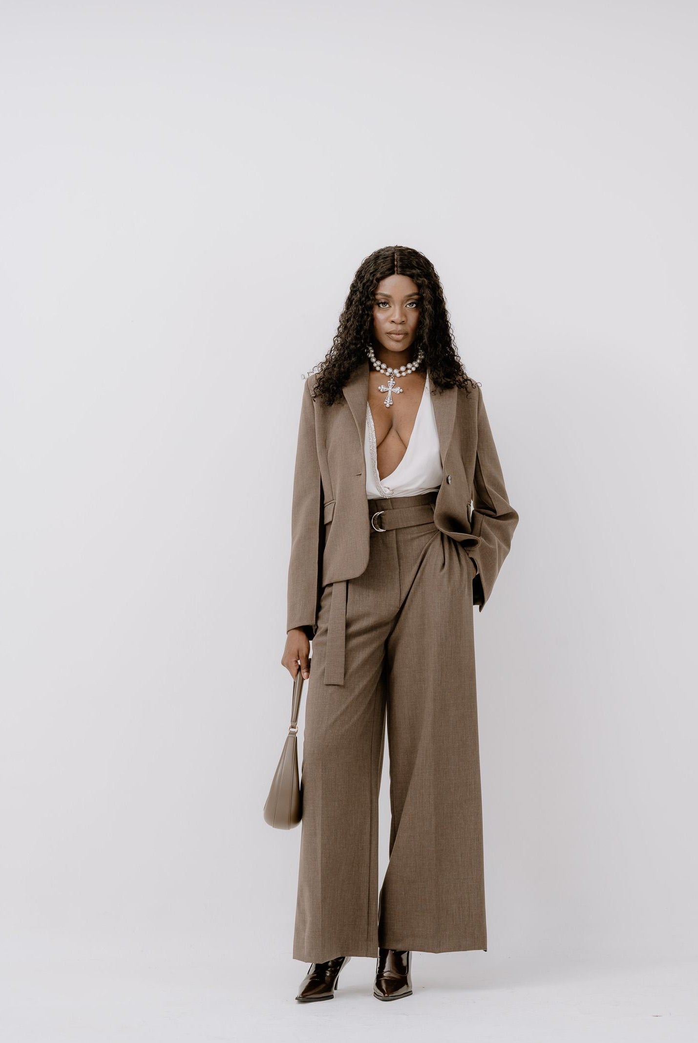 VICOLO Giacca marrone da donna con leggera trama mélange TF0203 A115 VICOLO