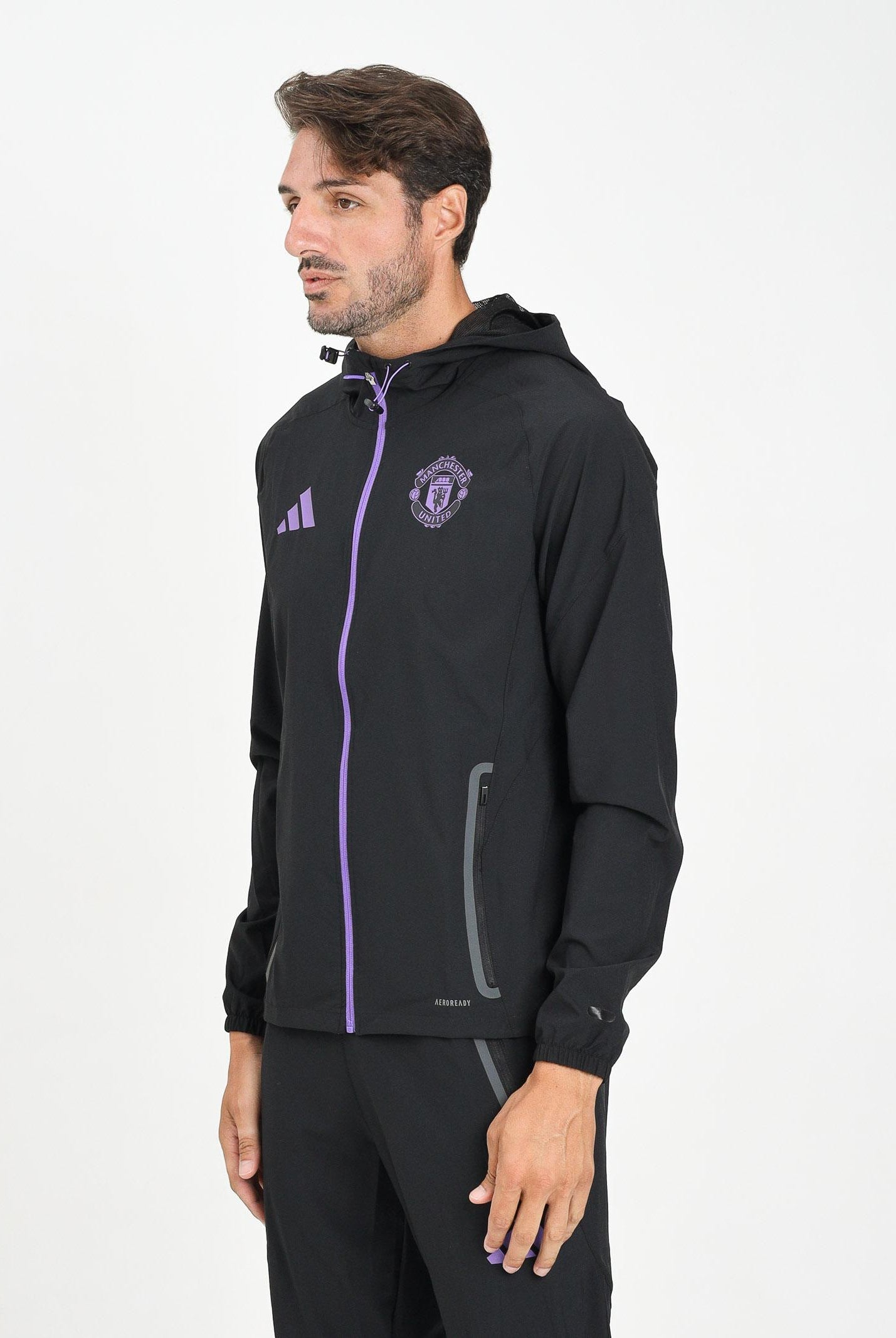 ADIDAS ORIGINALS Felpa con zip Manchester United Tiro 25 Competition Vis nera da uomo JV5351 . ADIDAS PERFORMANCE