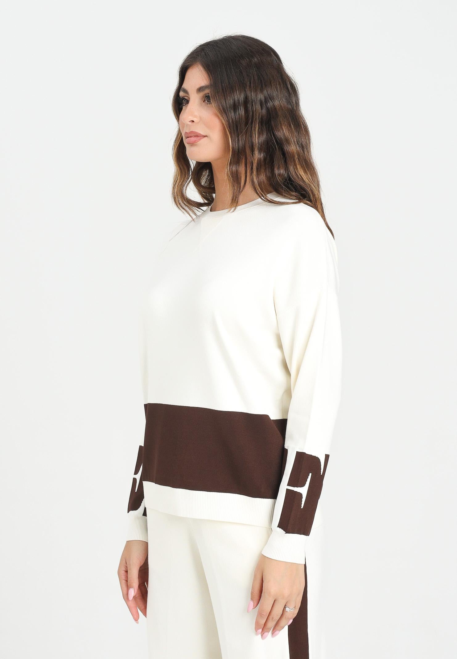 ELISABETTA FRANCHI Maglioncino panna da donna con bande lucide MK01S56E2 EG2 ELISABETTA FRANCHI
