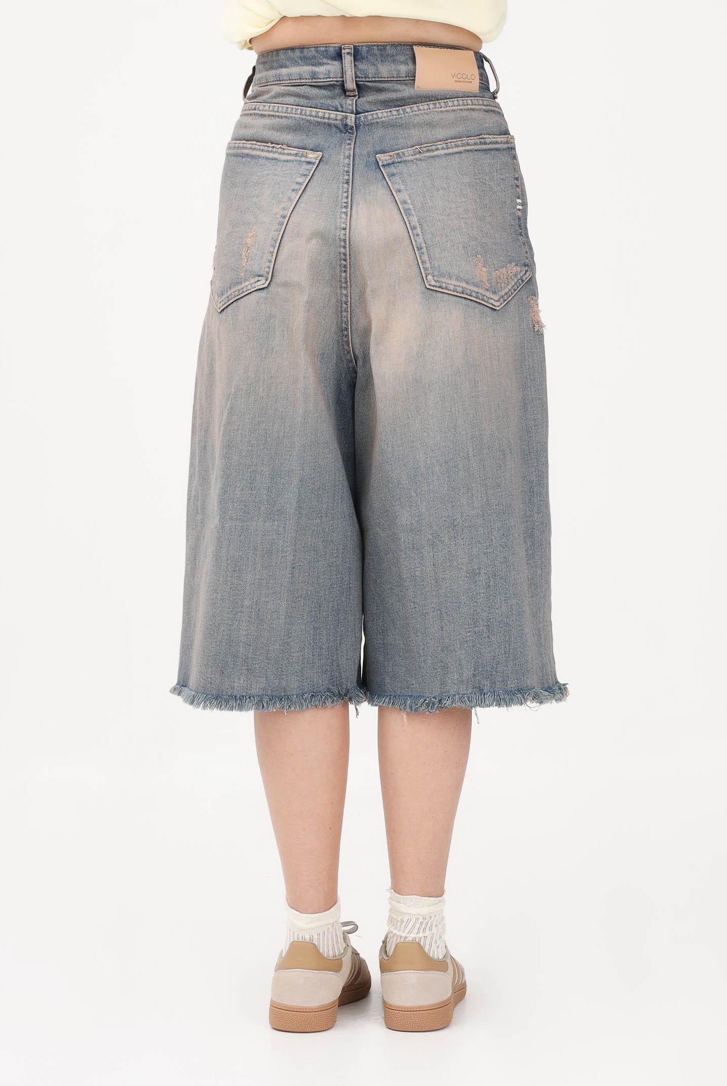 VICOLO Bermuda Carola in denim sabbiato da donna DAB5082 ADE VICOLO