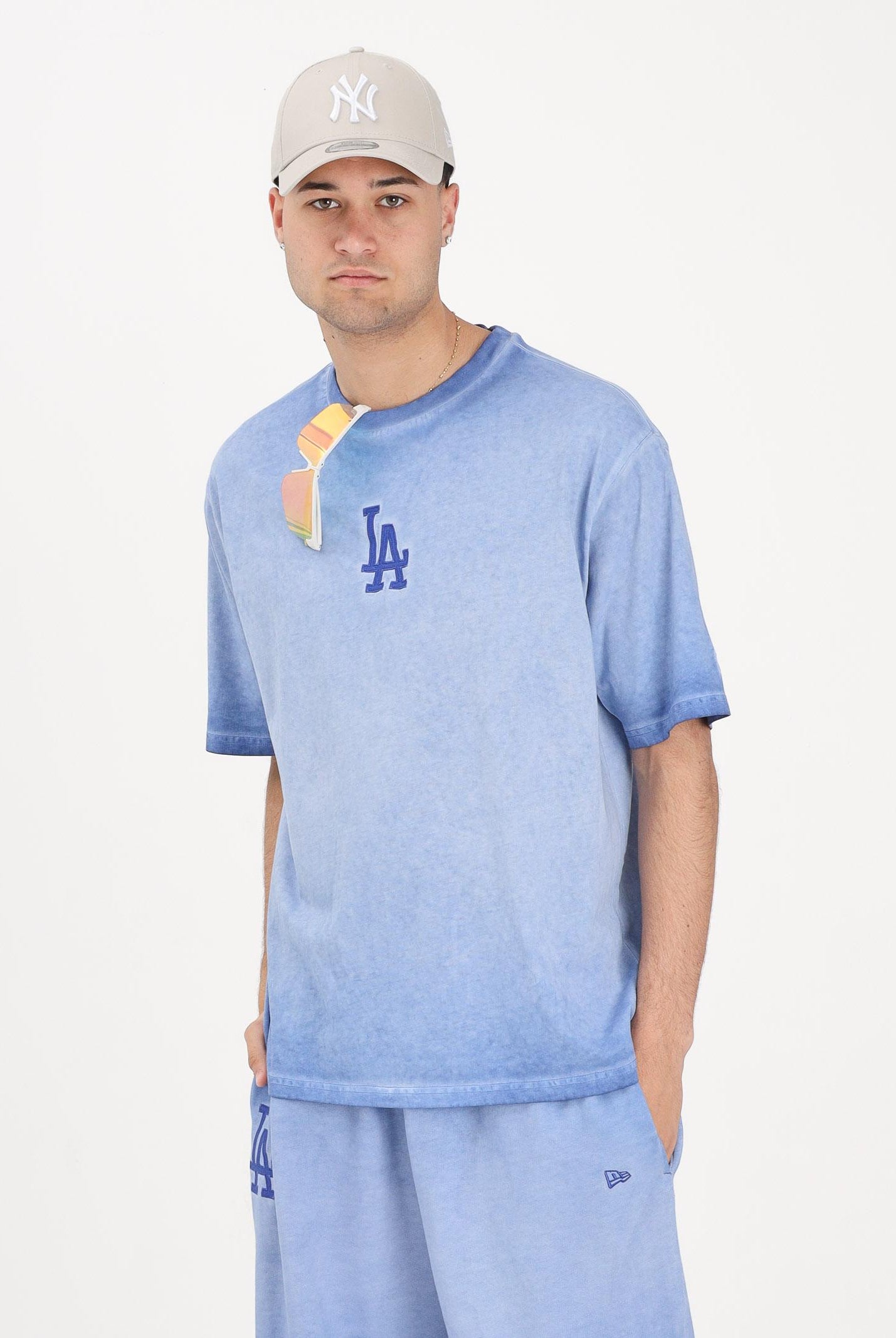 NEW ERA T-shirt a manica corta LA Dodgers MLB Washed Logo blu per uomo e donna 60856137 . NEW ERA