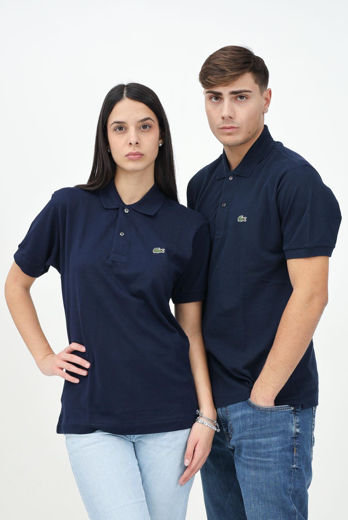 Polo blu per uomo e donna con patch logo coccodirllo 1212 166 LACOSTE