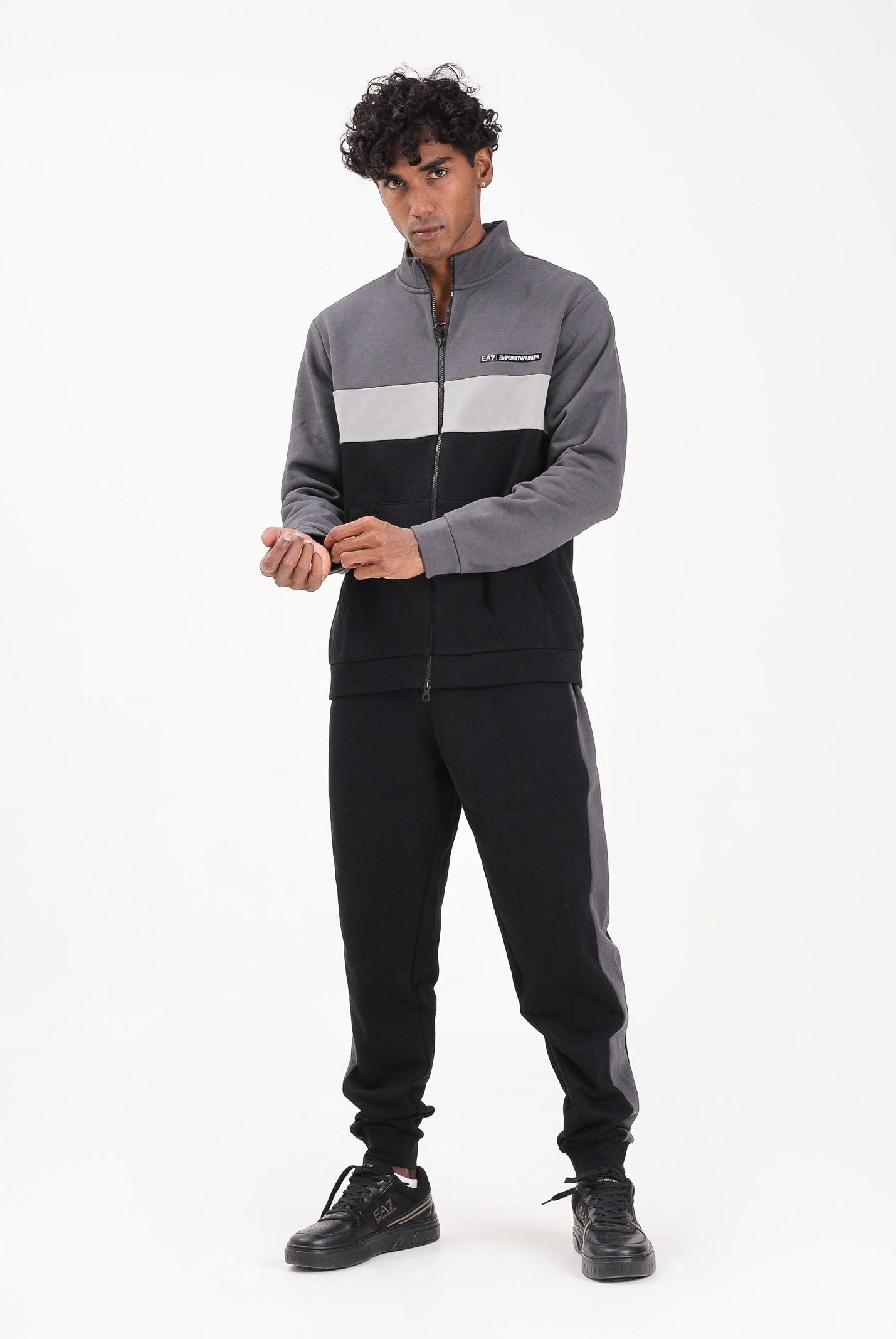 EA7 Tuta sportiva grigia e nera da uomo 7M000941AF10377 MC165 EA7