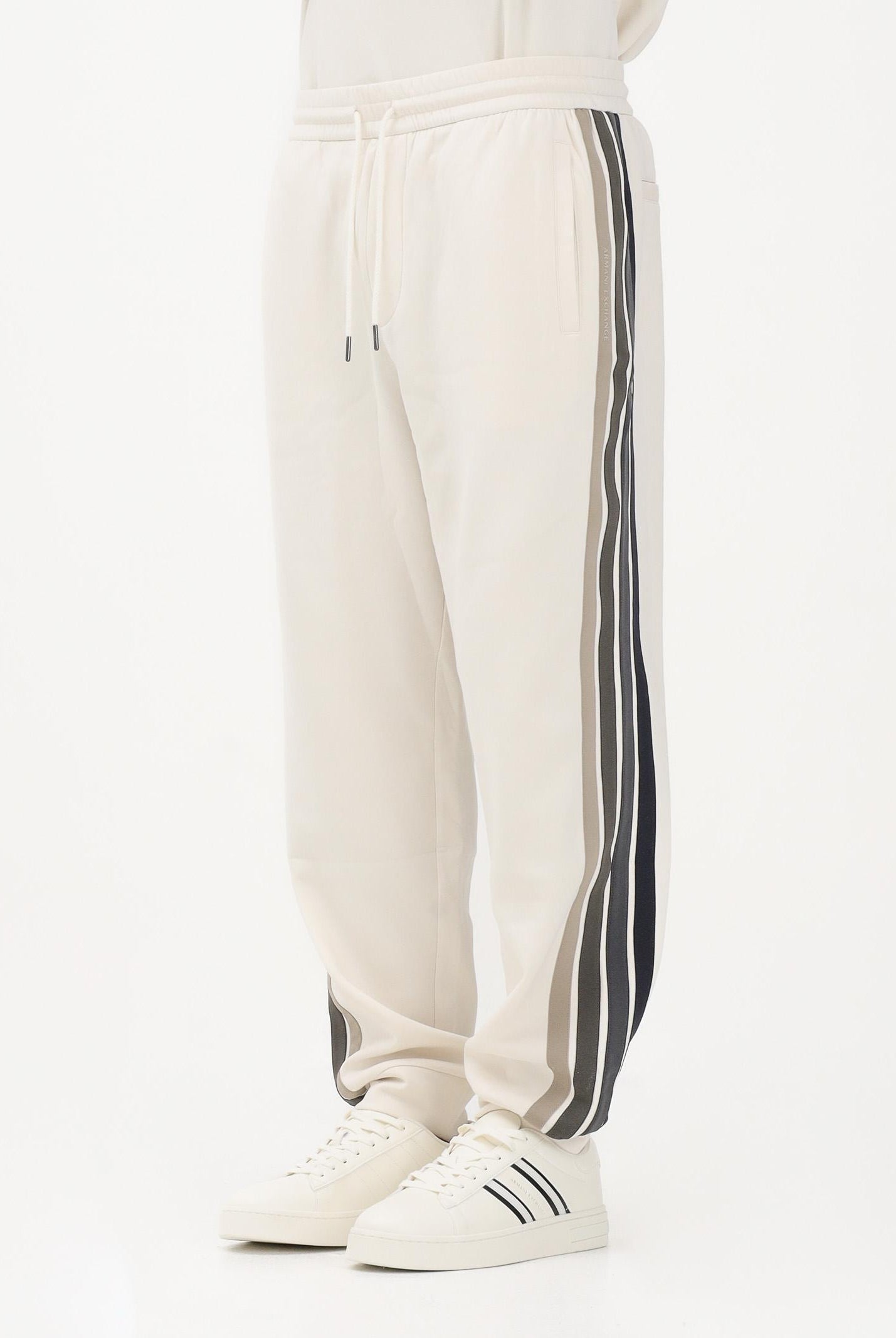ARMANI EXCHANGE Pantalone sportivo panna da uomo con bande a contrasto XM002324AF10818 U1074 ARMANI EXCHANGE
