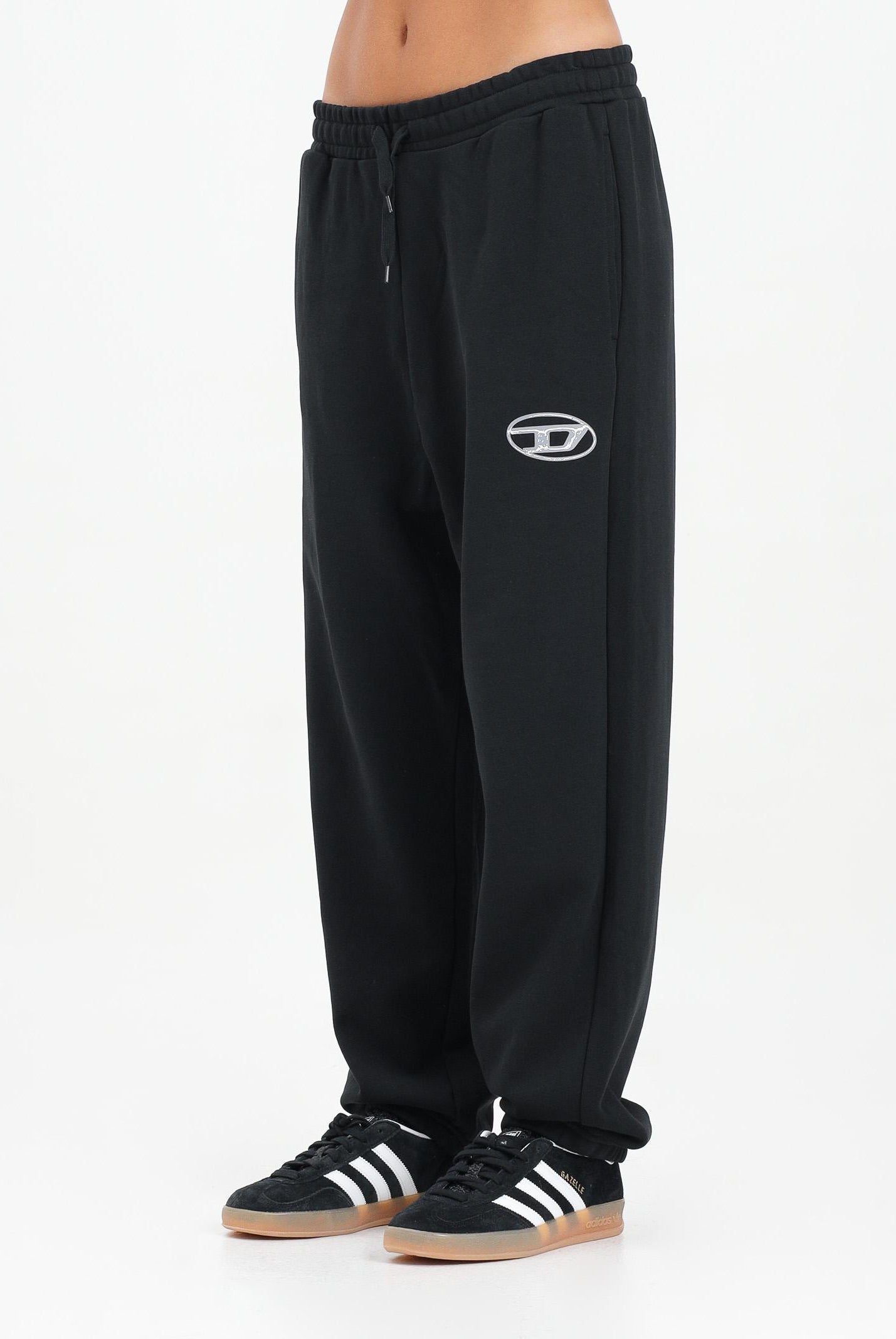 DIESEL Pantalone sportivo nero per donna, ragazzi e bambini con marchio Oval D J02457KYAQK K900 DIESEL