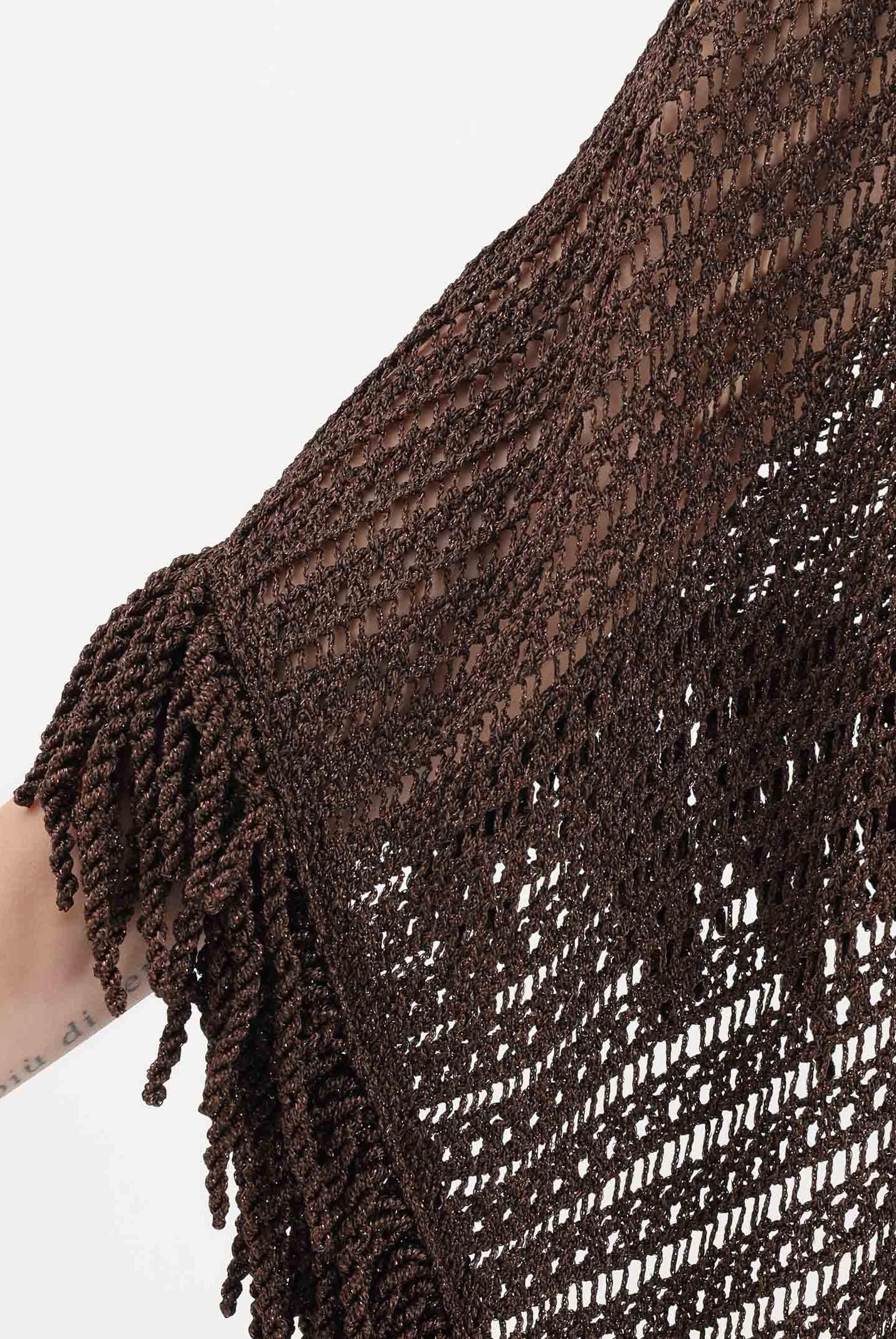 SIMONA CORSELLINI Stola cacao da donna in maglia crochet P26CPSLO0101 V0771 SIMONA CORSELLINI