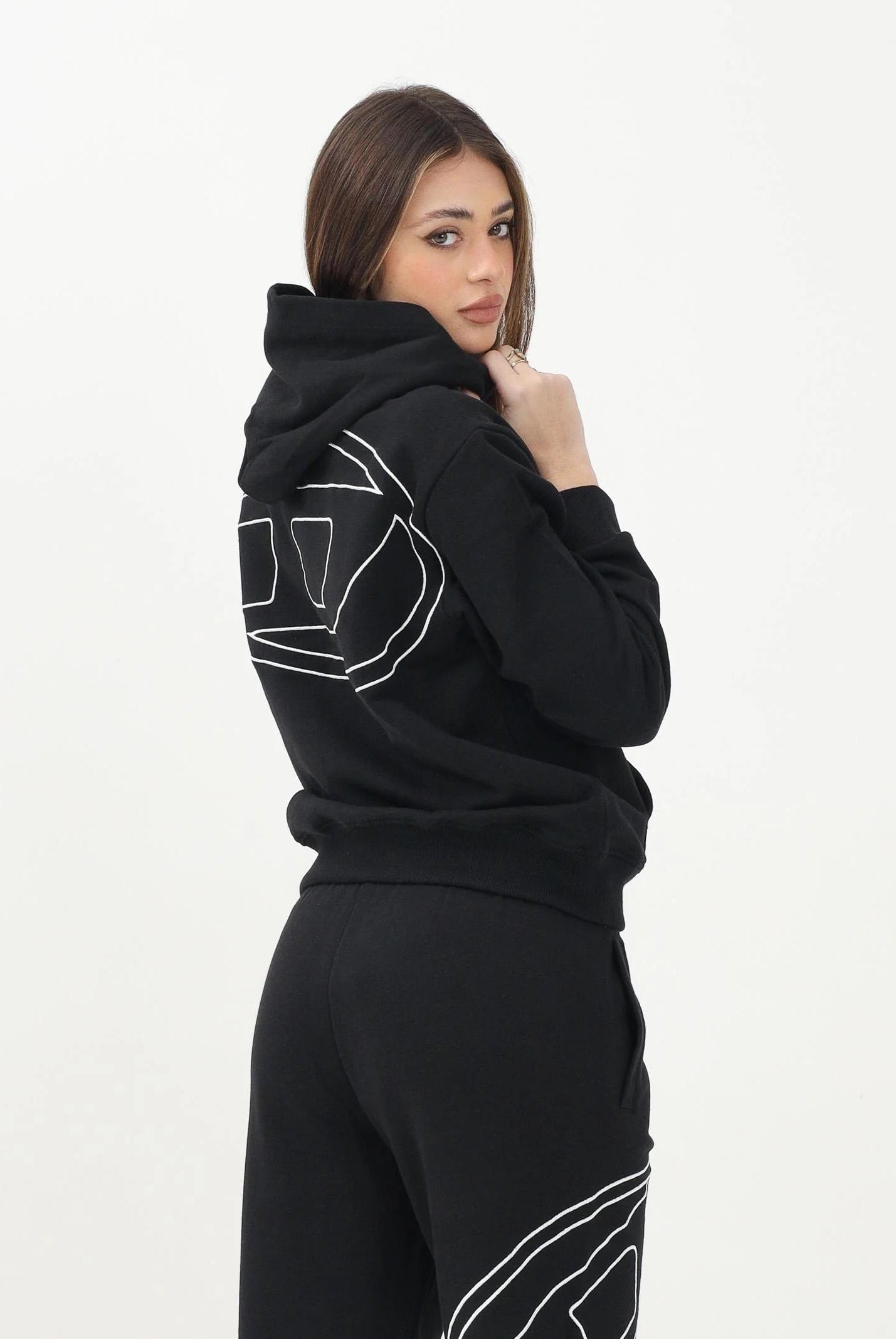 DIESEL Felpa con cappuccio Smacshoodmegovald nera per donna, ragazzi e bambini J022750GYCJ K900 DIESEL