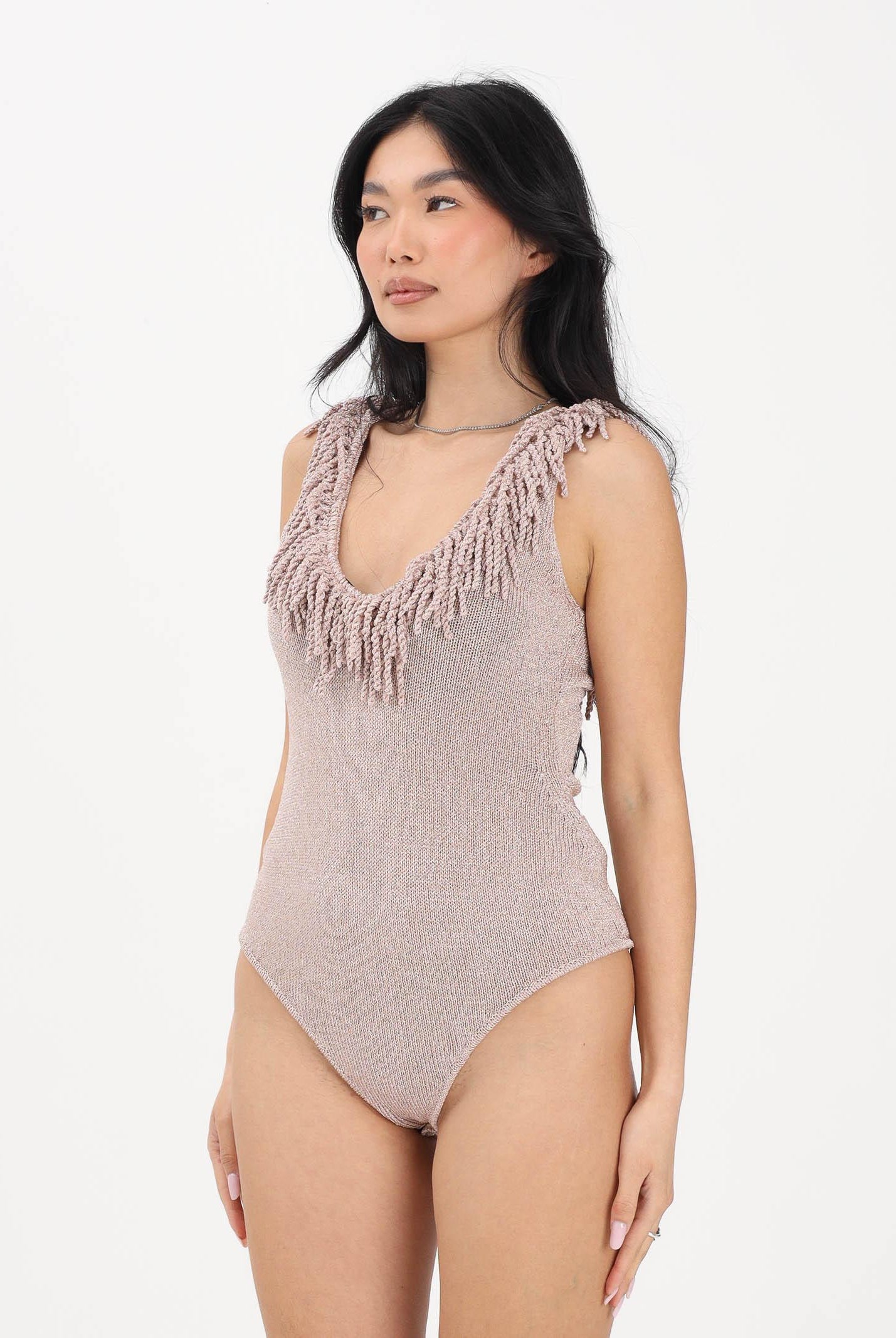 SIMONA CORSELLINI Body in maglia rosa da donna con frange P26CPBDO0101 V0697 SIMONA CORSELLINI