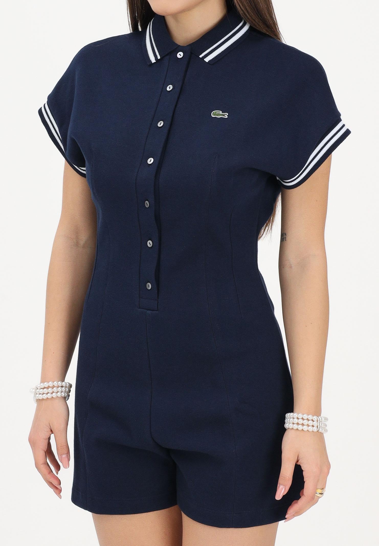 LACOSTE Tutina blu da donna con collo a polo di produzione francese EF2431 525 LACOSTE