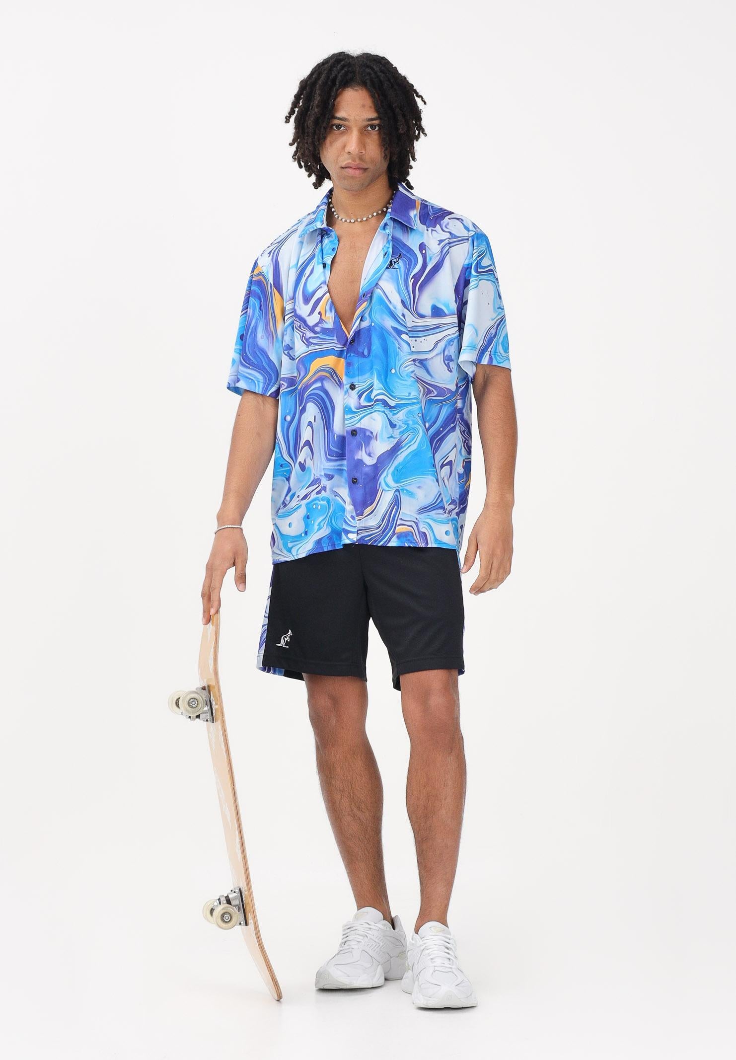 AUSTRALIAN Shorts sportivo nero da uomo con inserti laterali stampati SPUSH0019831 002 AUSTRALIAN