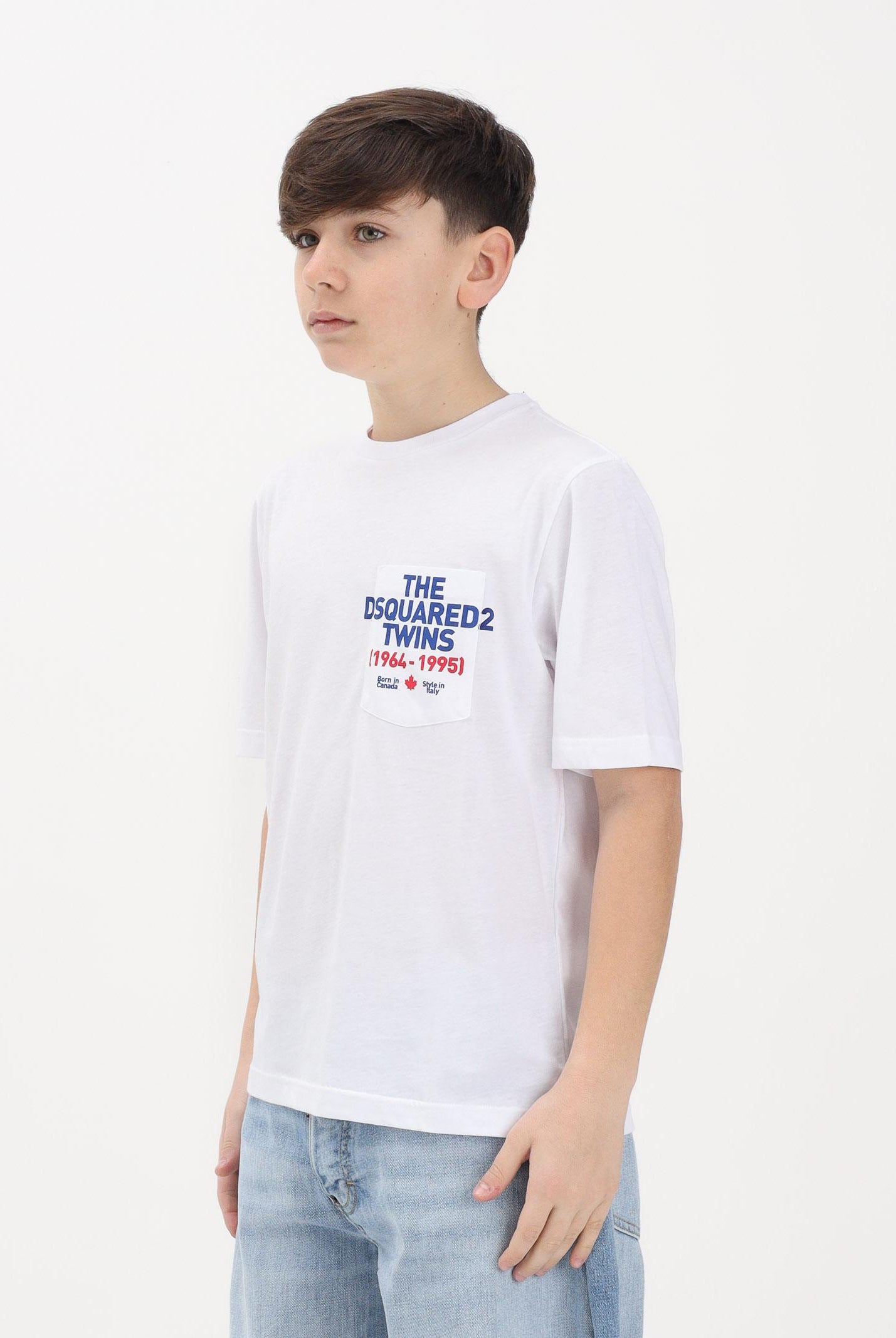 DSQUARED2 T-shirt a manica corta bianca per donna, ragazzi e bambini con stampa DQ3166D004G DQ100 DSQUARED2