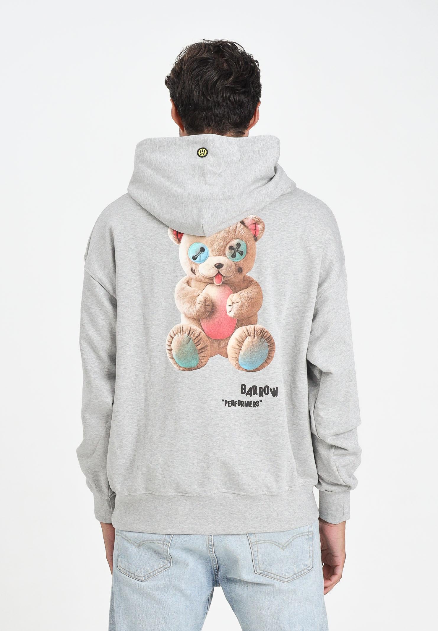 BARROW Felpa con cappuccio grigia per uomo e donna rifinita da stampa F5BWUAHS047 107 BARROW