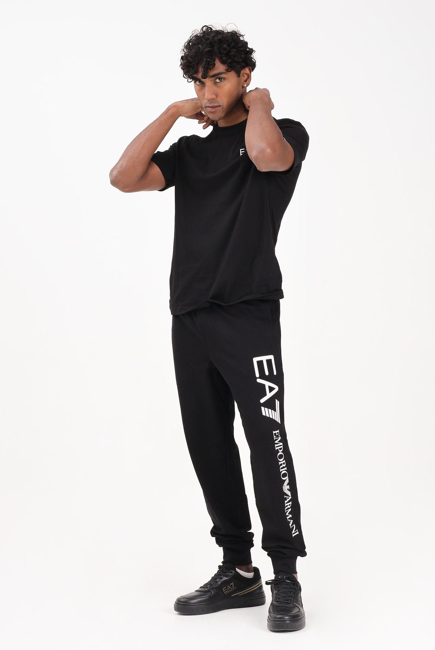 EA7 Pantalone sportivo nero da uomo con stampa logo 7M000571AF13512 MC001 EA7