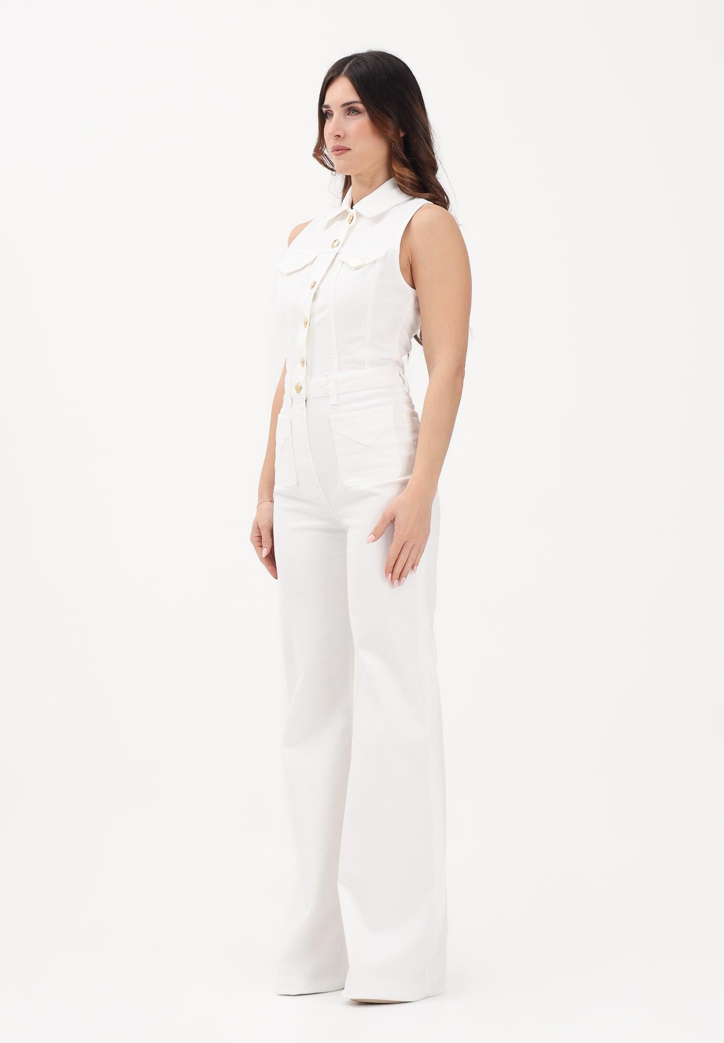 ELISABETTA FRANCHI Tuta in denim avorio da donna TJ45N61E2 360 ELISABETTA FRANCHI