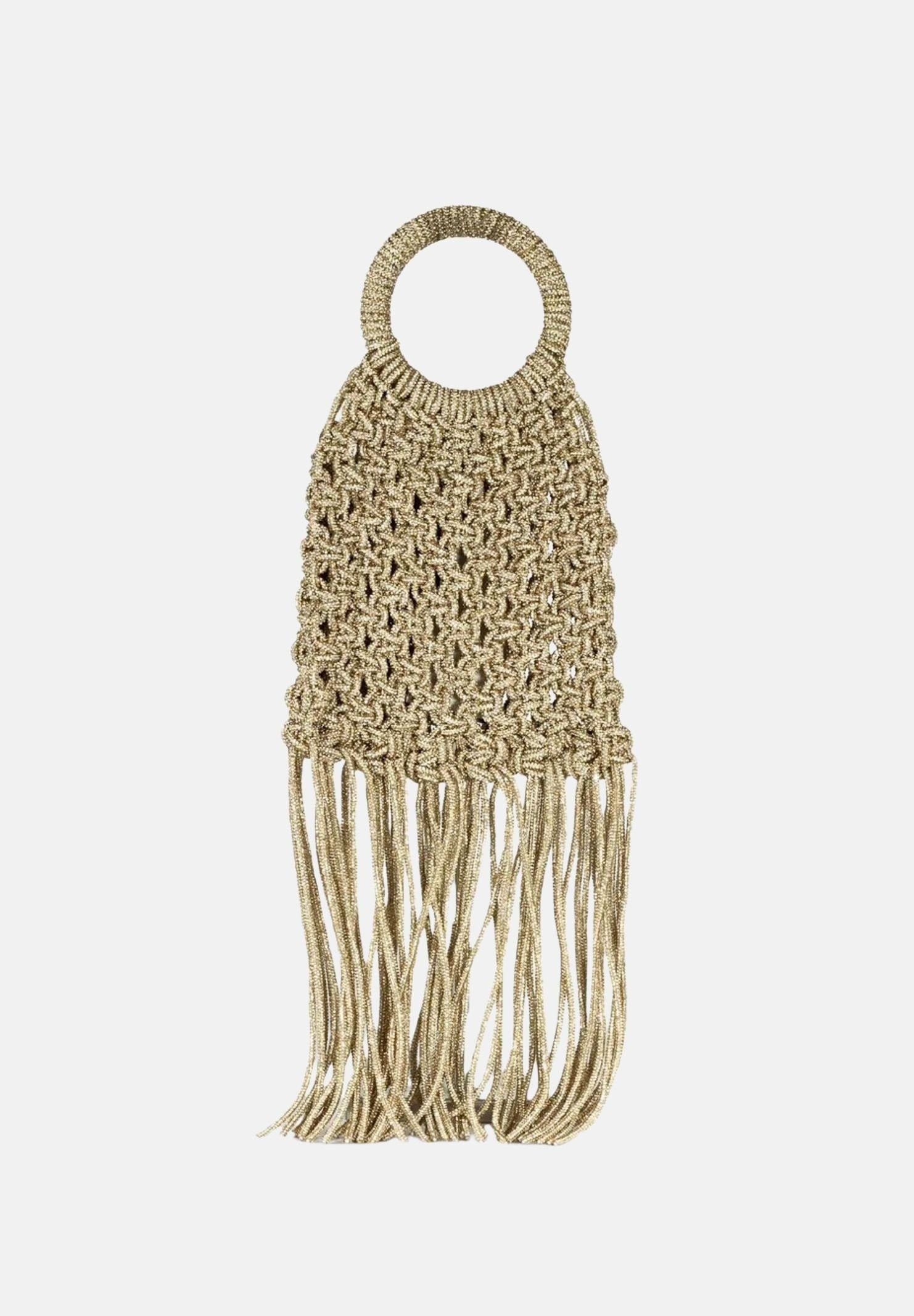 TWENTY FOURHAITCH Borsa a mano oro da donna realizzata con una lavorazione intrecciata in micro strass BAG0004562P OR TWENTY FOURHAITCH