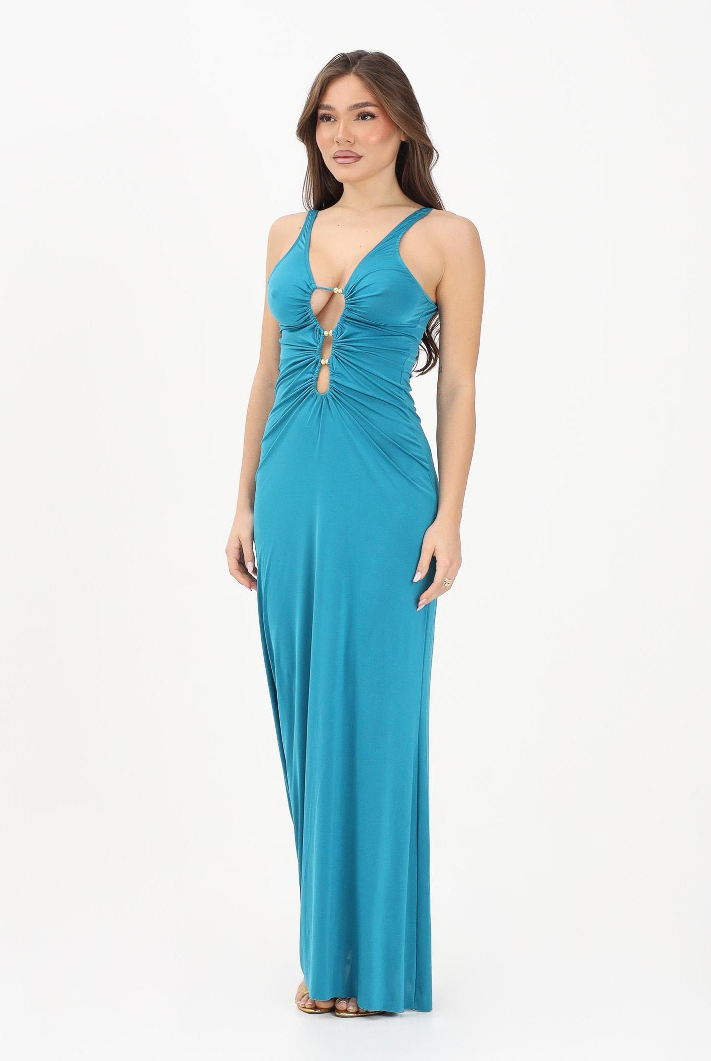 ME FUI Abito lungo turchese da donna MF26-SW0126PT . ME FUI