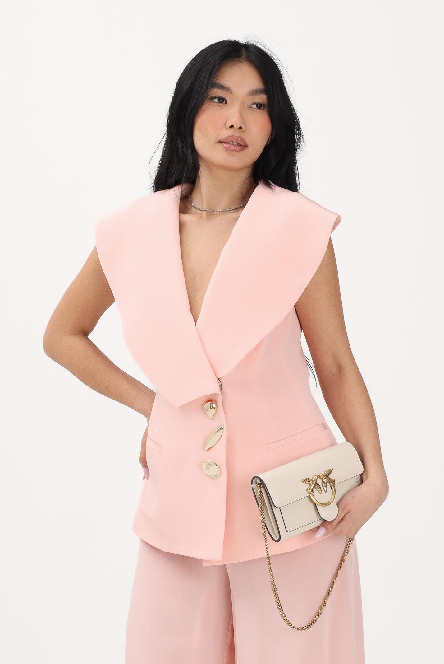 SIMONA CORSELLINI Gilet rosa da donna con bottoni gioiello P26CPGI01401 V0697 SIMONA CORSELLINI