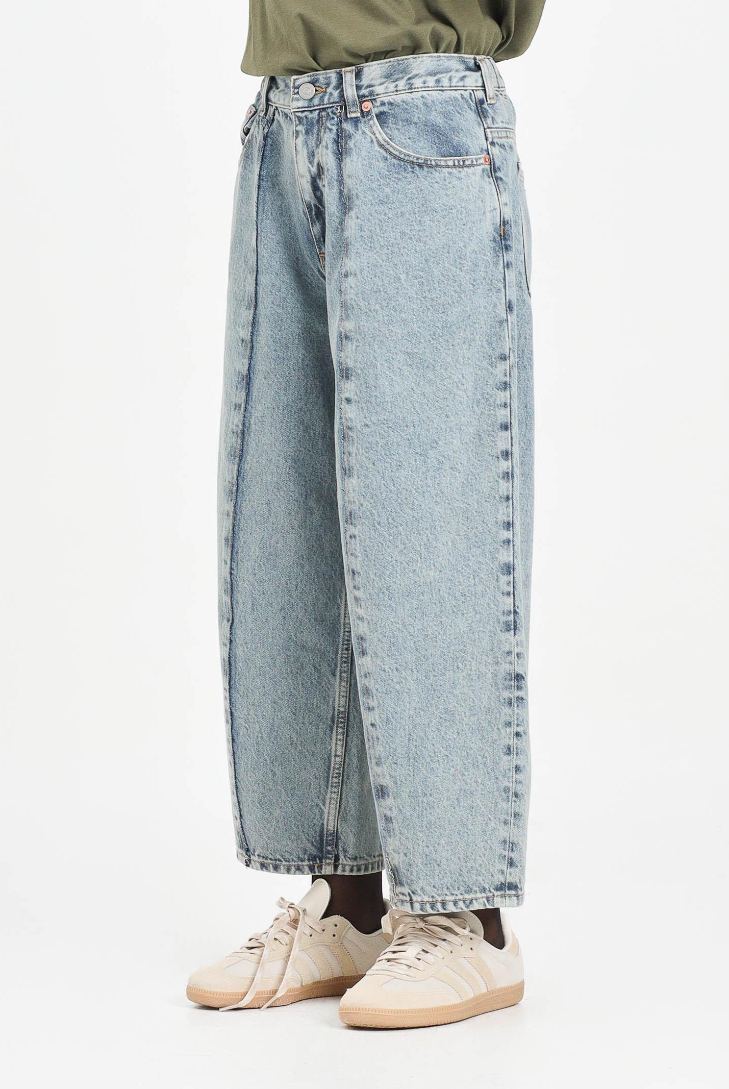 MAISON MARGIELA Jeans in denim chiaro per donna, ragazzi e bambini con cuciture ergonomiche effetto palloncino M60748MM06C M601 MAISON MARGIELA