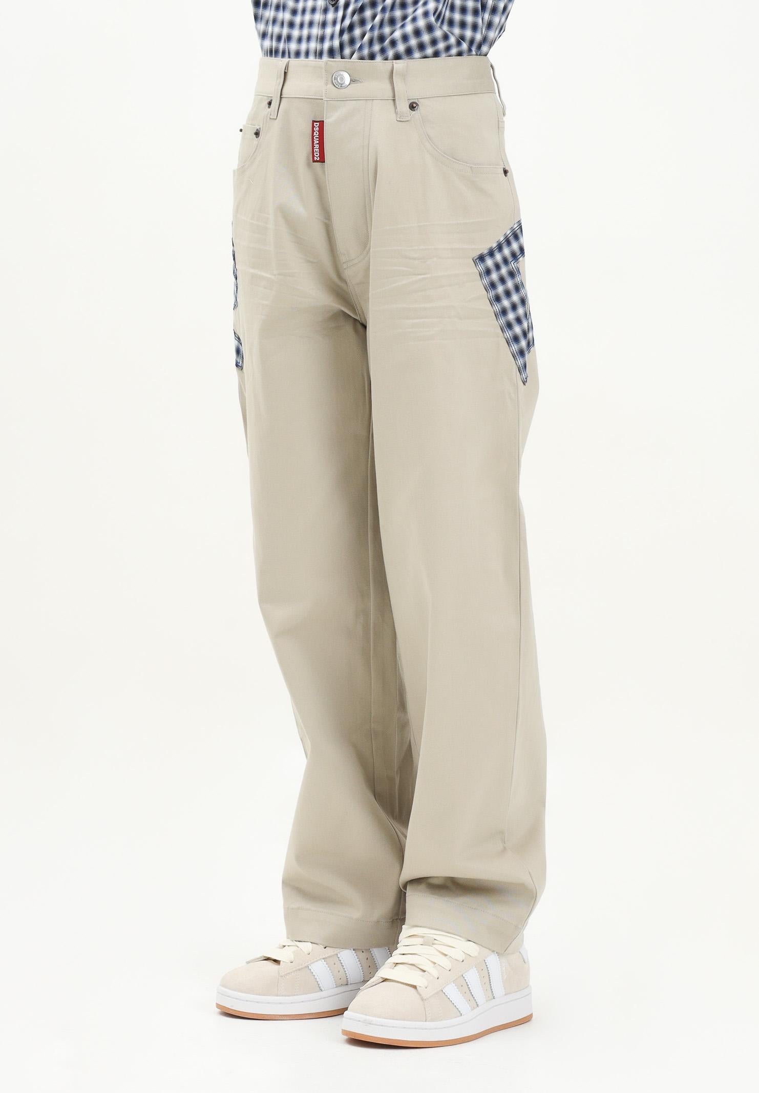 DSQUARED2 Pantalone beige per donna, ragazzi e bambini con il logo DSQ2 ricamato sul retro DQ2734D00XC DQ717 DSQUARED2