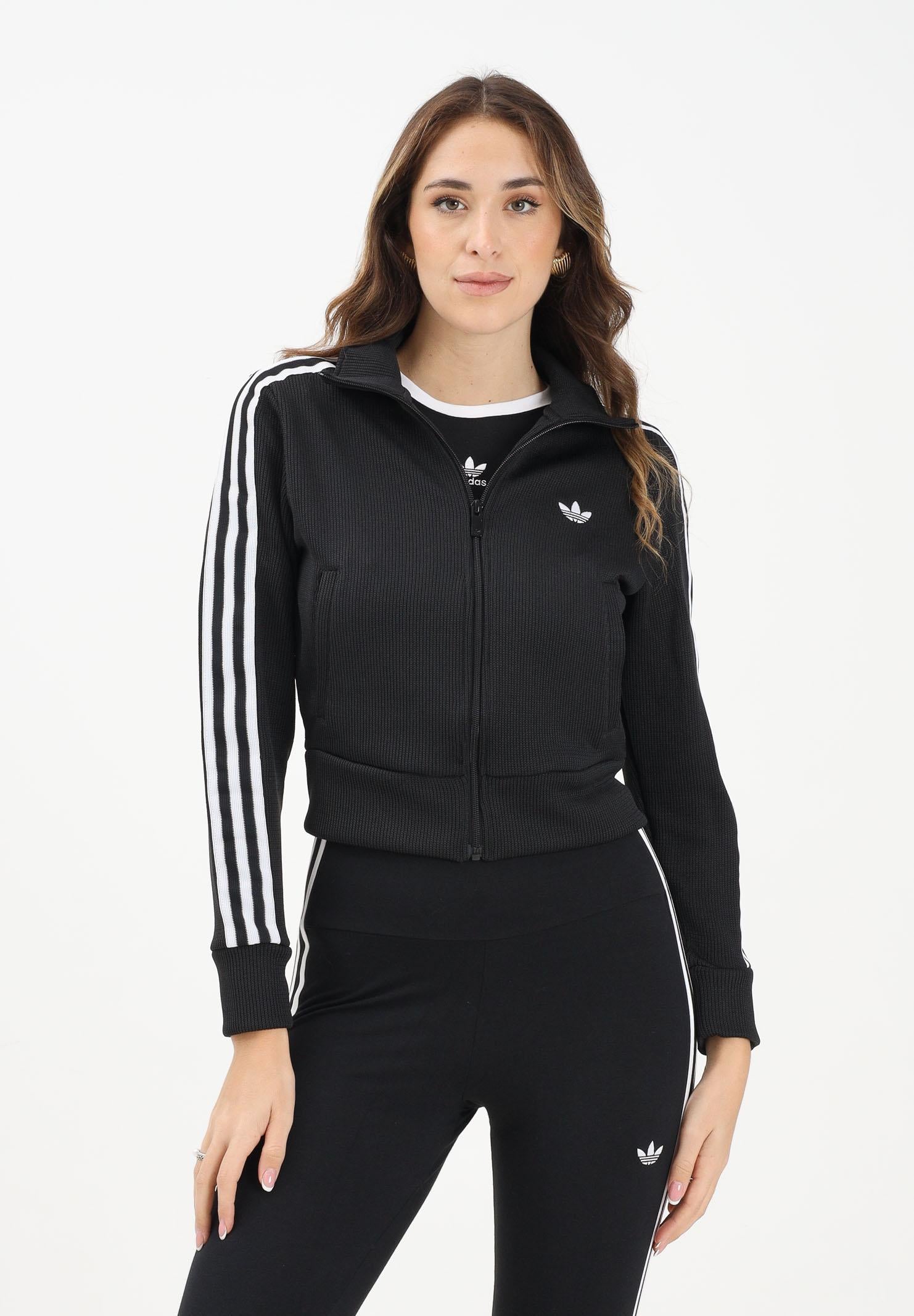 ADIDAS ORIGINALS Felpa con zip Firebird Adicolor Knit nera da donna JY2613 ADIDAS ORIGINALS