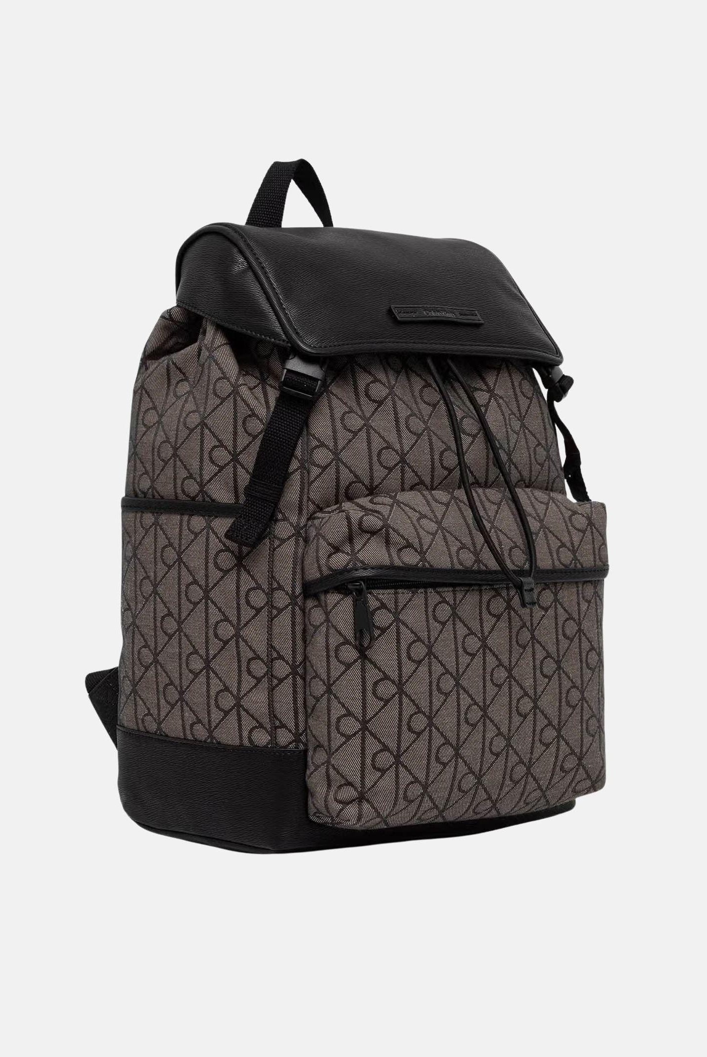 CALVIN KLEIN zaino jacquard con logo impermeabile colore Lotus Beige-Black, beige e nero, unisex. LV04D3378G 7UL CALVIN KLEIN