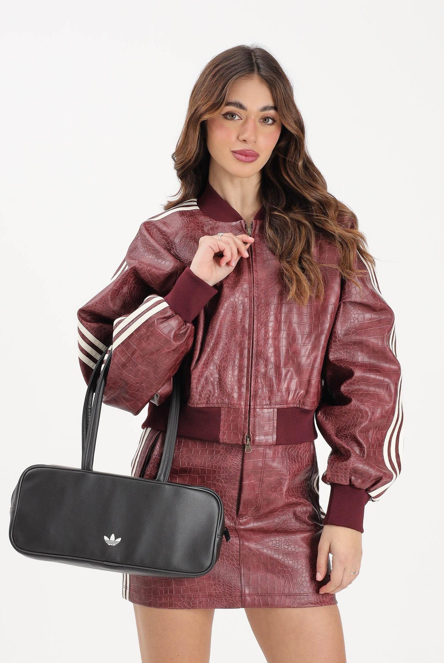 ADIDAS ORIGINALS Giubbotto Pleather bordeaux da donna KD8792 . ADIDAS ORIGINALS