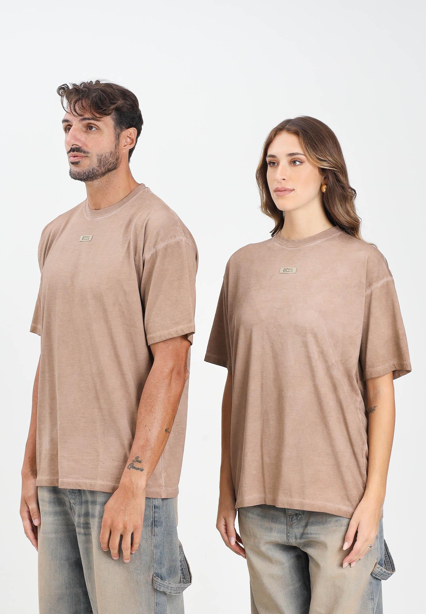 GCDS T-shirt a manica corta marrone per uomo e donna con logo B2CM2313JF1 30 GCDS