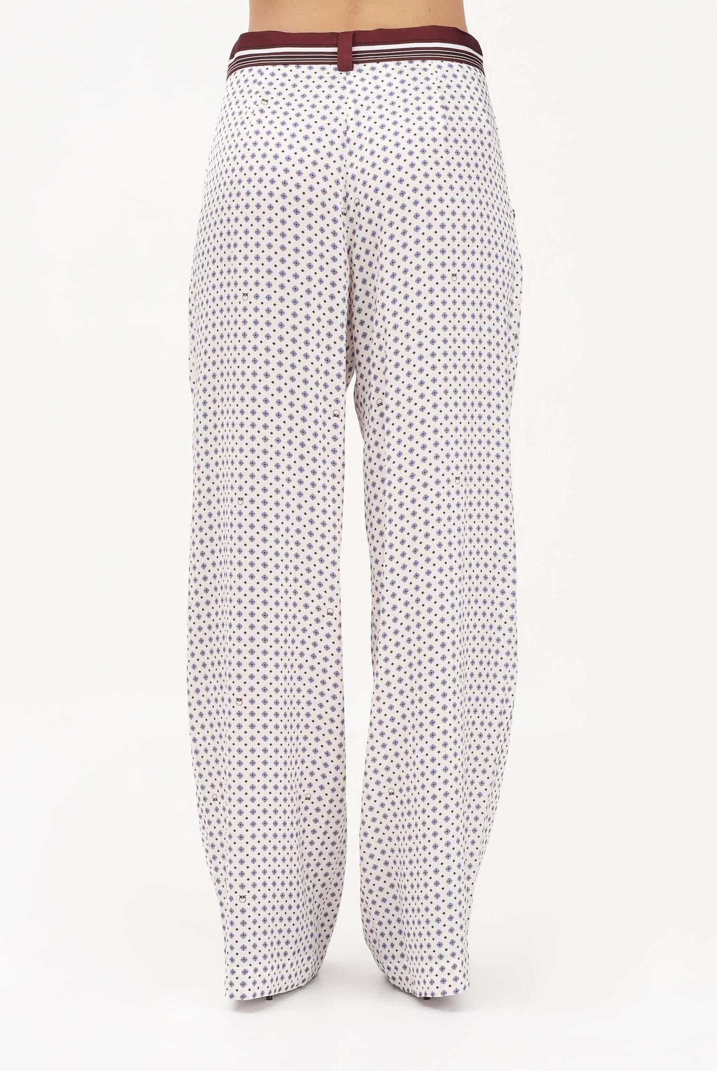 PINKO Pantalone elegante RUTH bianco da donna con motivo cravatteria 106203A31K BBA PINKO