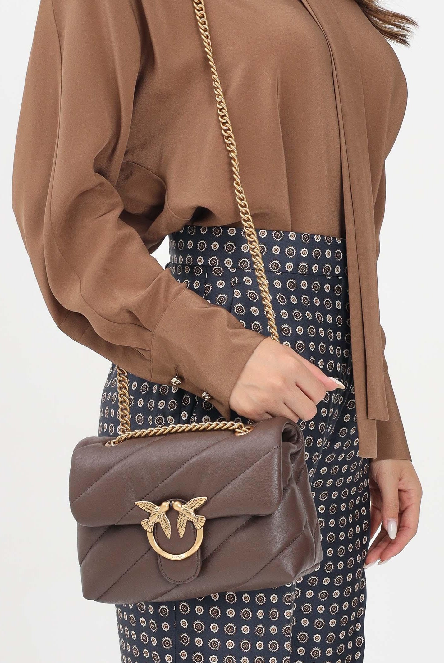 PINKO Borsa a tracolla Mini Love Bag Puff marrone da donna 100039A0F2 L74Q PINKO