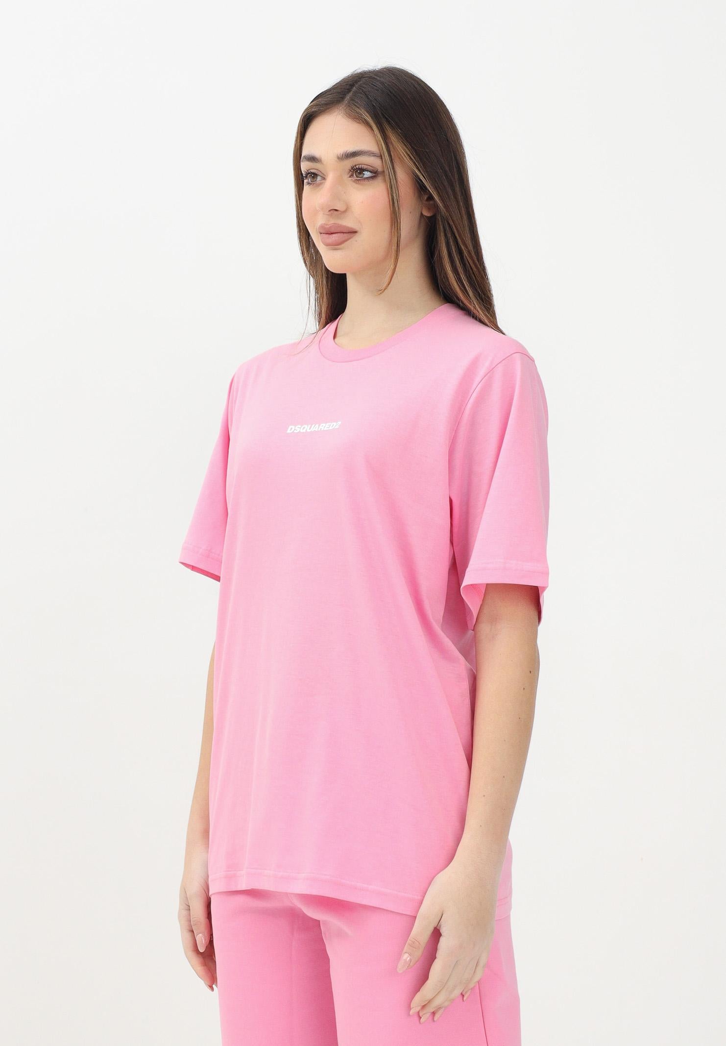 DSQUARED2 T-shirt a manica corta rosa per donna, ragazzi e bambini con logo DSQUARED2 DQ2823D004G DQ321 DSQUARED2