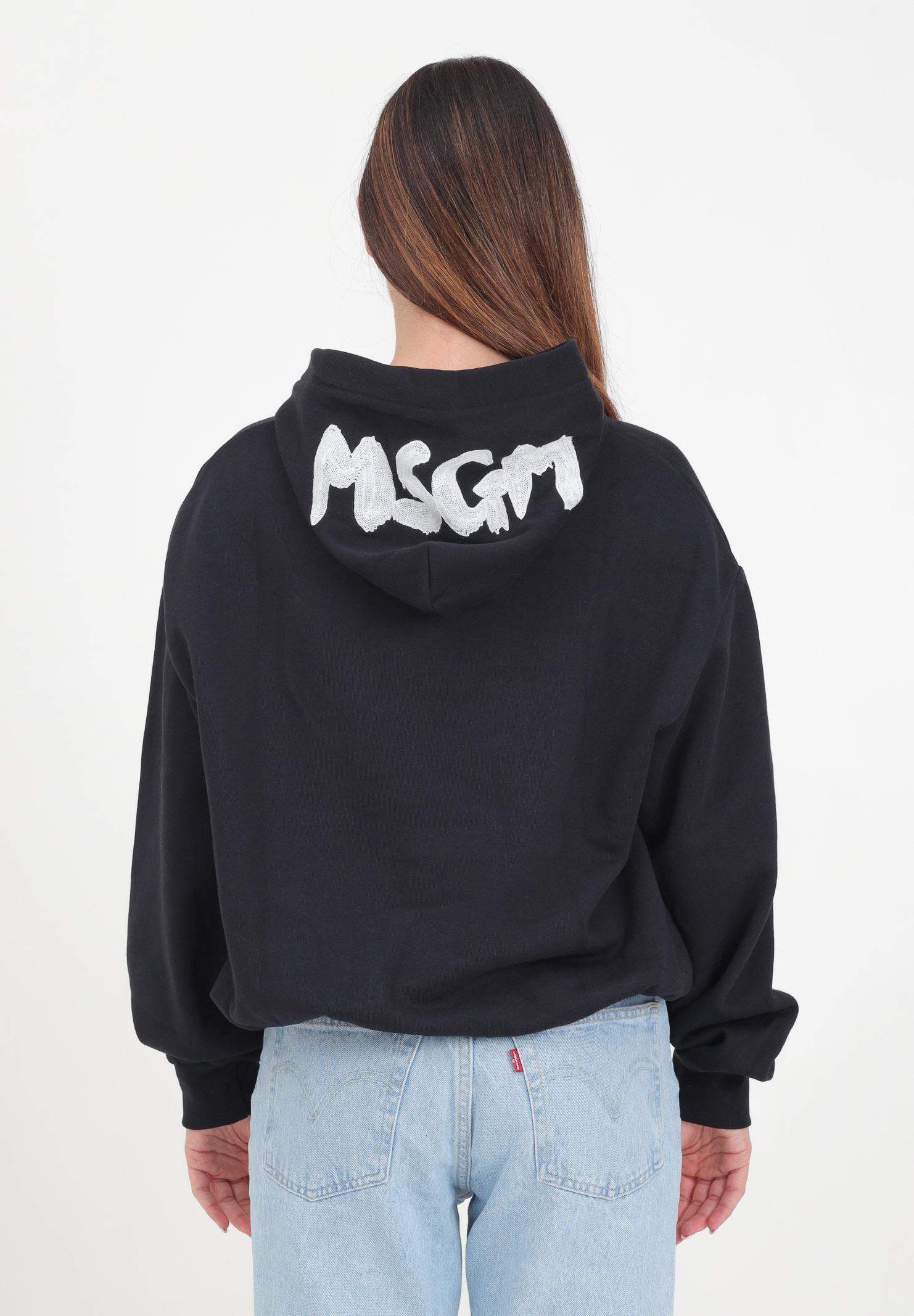 Felpa nera con cappuccio per donna e bambina con stampa logo F4MSJGHS140 110 MSGM