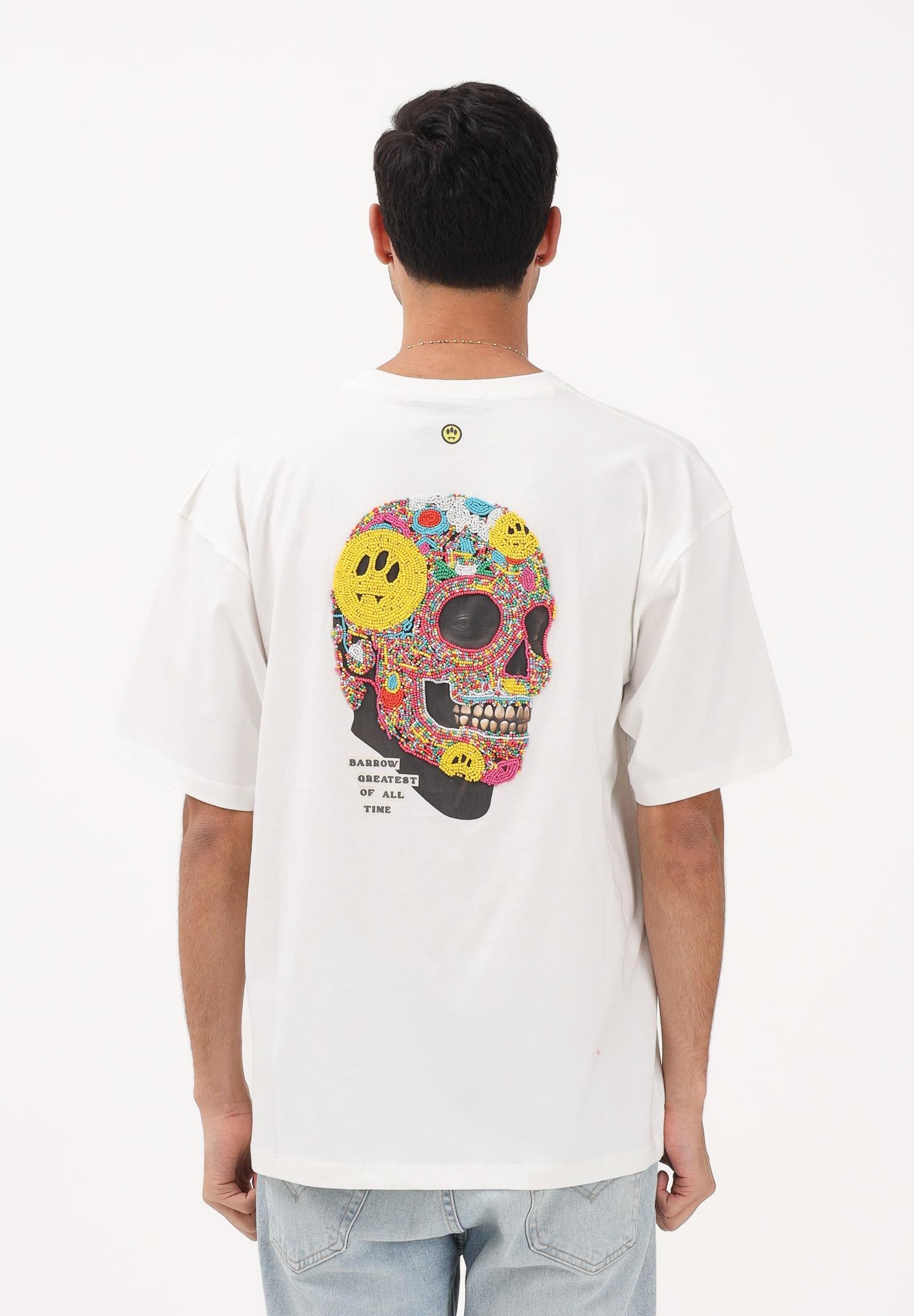 BARROW T-shirt a manica corta bianca per uomo e donna con ricamo sul retro S6BWUATH097 412 BARROW