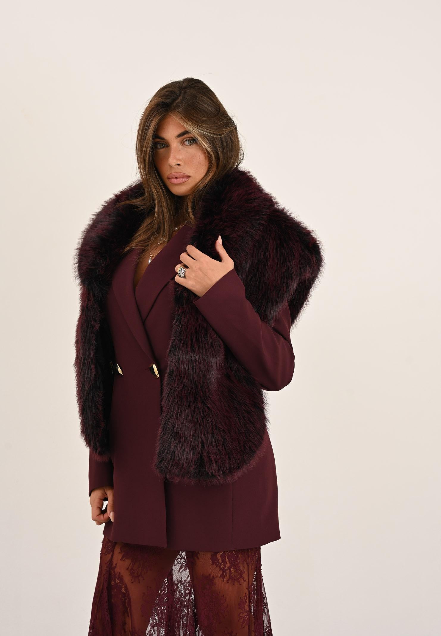 PATRIZIA PEPE Pellicciotto bordeaux da donna 8F0063E072 R871 PATRIZIA PEPE