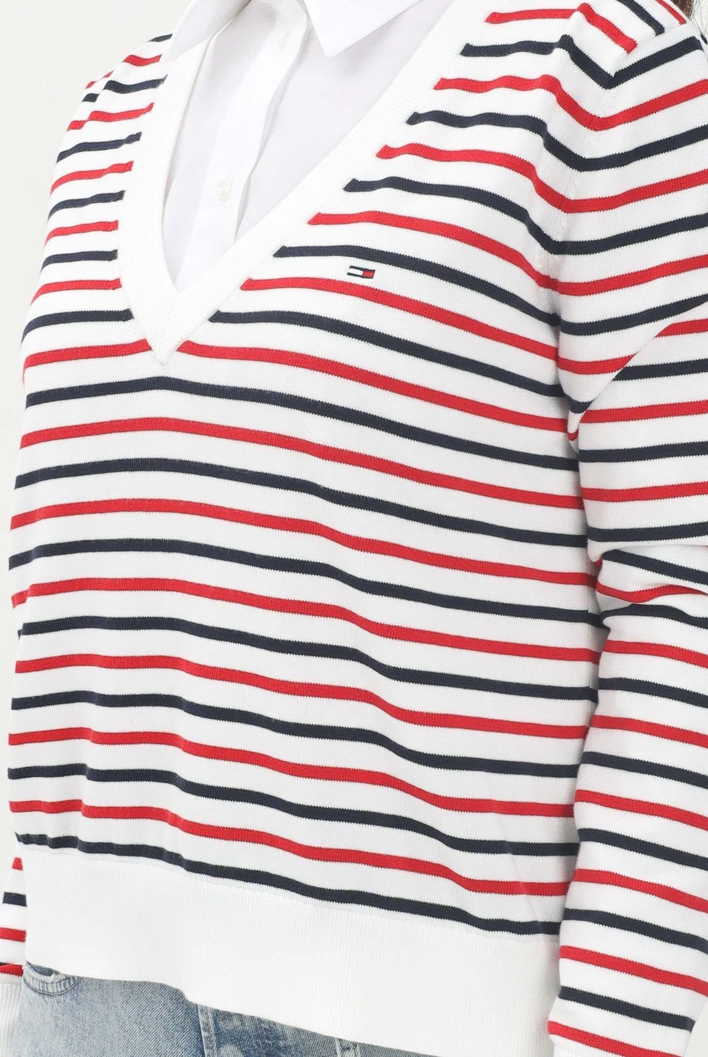 TOMMY JEANS Maglioncino bianco da donna con motivo a righe DW0DW198880FG TOMMY JEANS