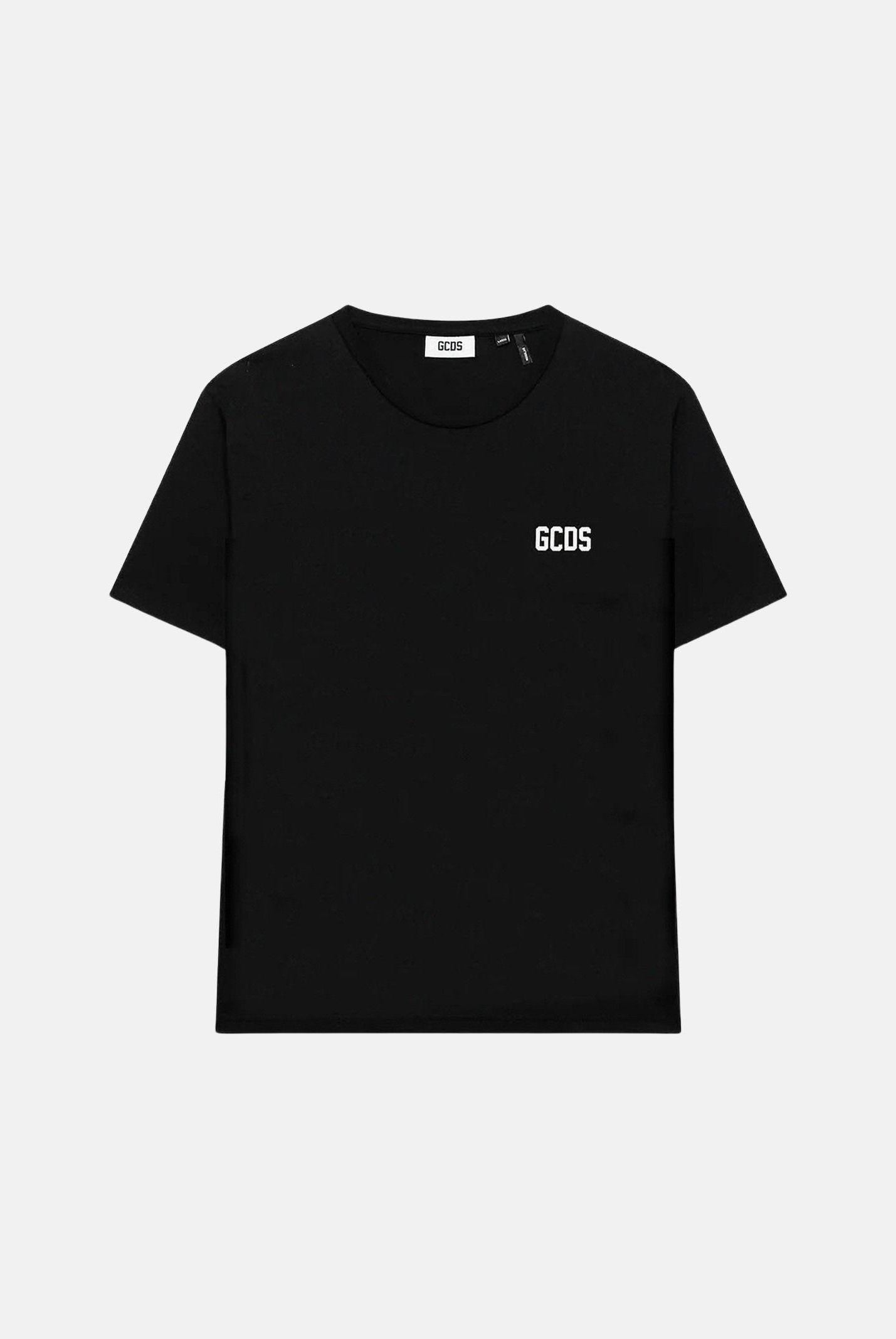 GCDS T-shirt a manica corta nera per bambino e bambina con logo sul retro Z0UKQC587J105 999A GCDS