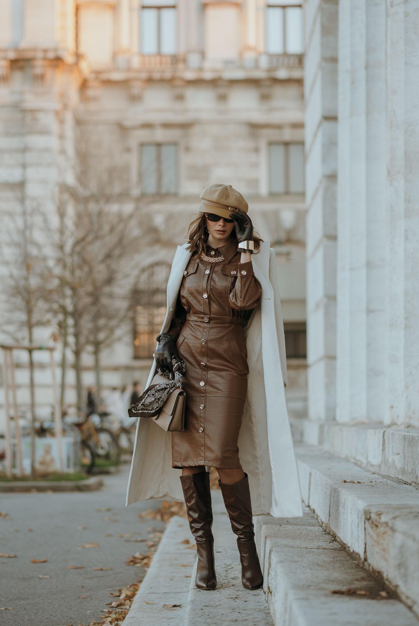 SANTAS Abito midi MYSTÈRE cuoio da donna PV2618 CU SANTAS